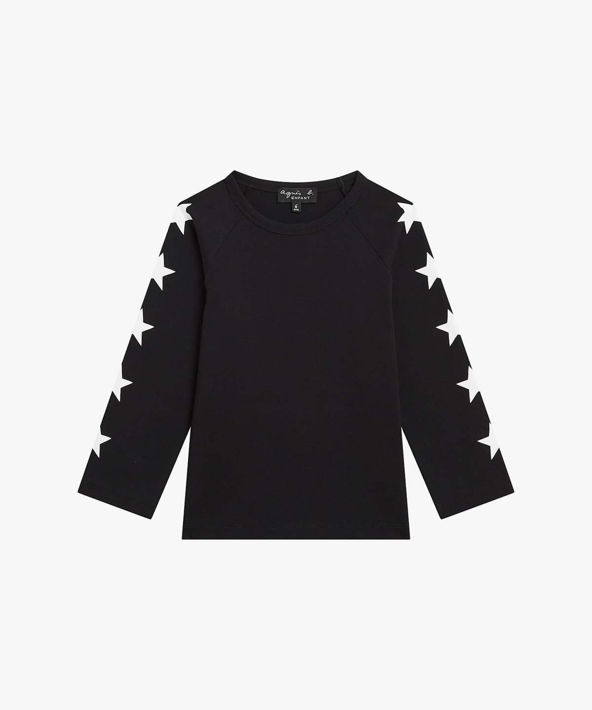 ENFANT ユニセックス キッズ スター コットン 長袖  ラグラン Tシャツ ブラック