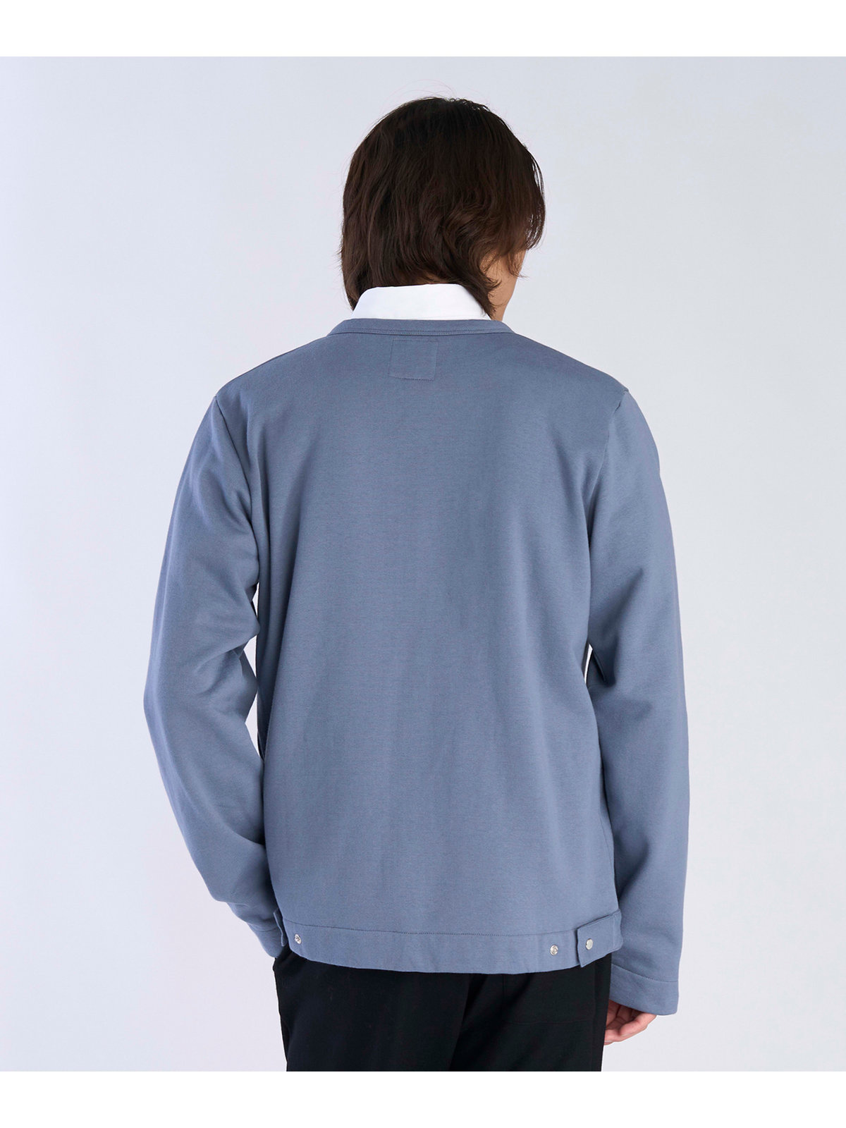 HOMME メンズ メンズ オーガニックコットン メルトン 長袖 カーディガンプレッション "Nacre"  [Made in France] グレー