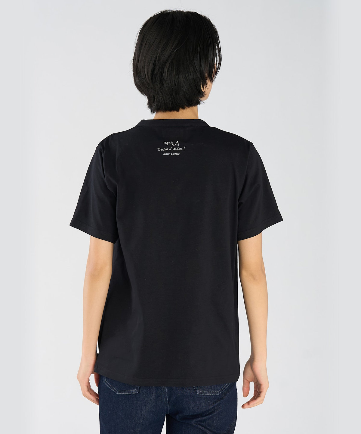FEMME ウィメンズ プリント コットン 半袖 アーティスト Tシャツ "Gilbert & George" ブラック