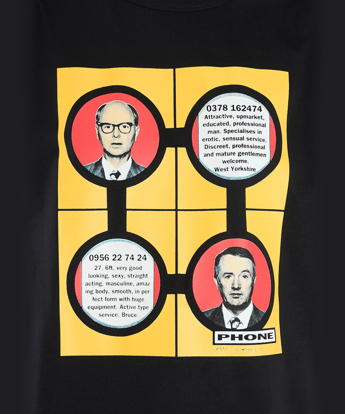 FEMME ウィメンズ プリント コットン 半袖 アーティスト Tシャツ "Gilbert & George" ブラック