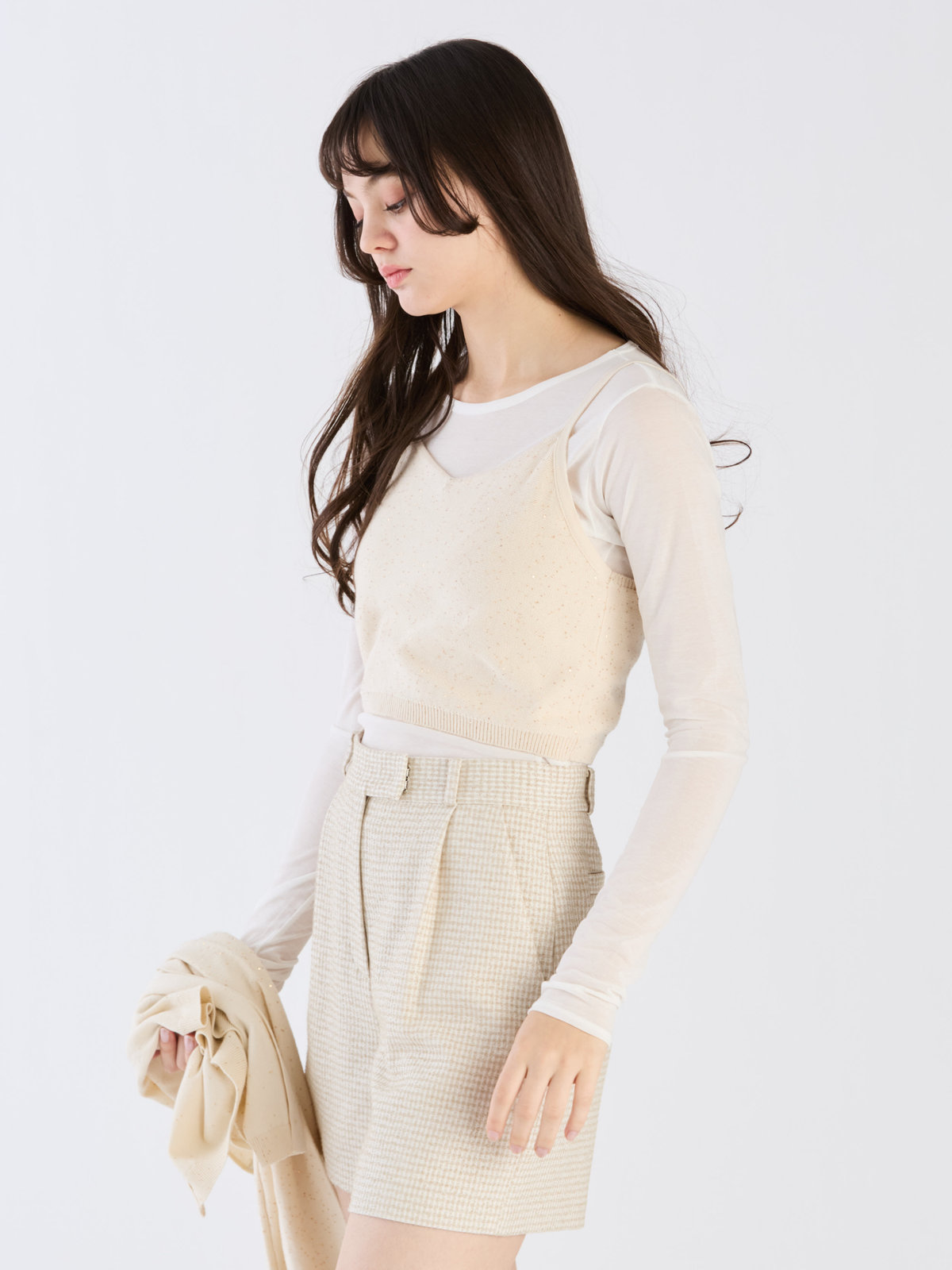 To b. by agnès b. 【Outlet】スパングルニットキャミ アイボリー