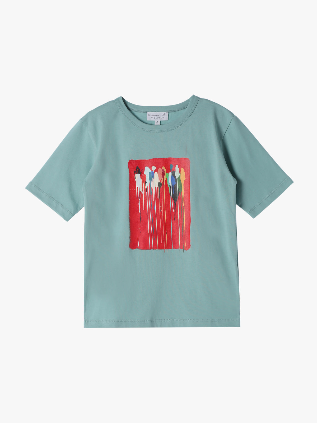 ENFANT ユニセックス キッズ オーガニックコットン プリント 半袖 アーティスト Tシャツ "Mambo" ライトグリーン