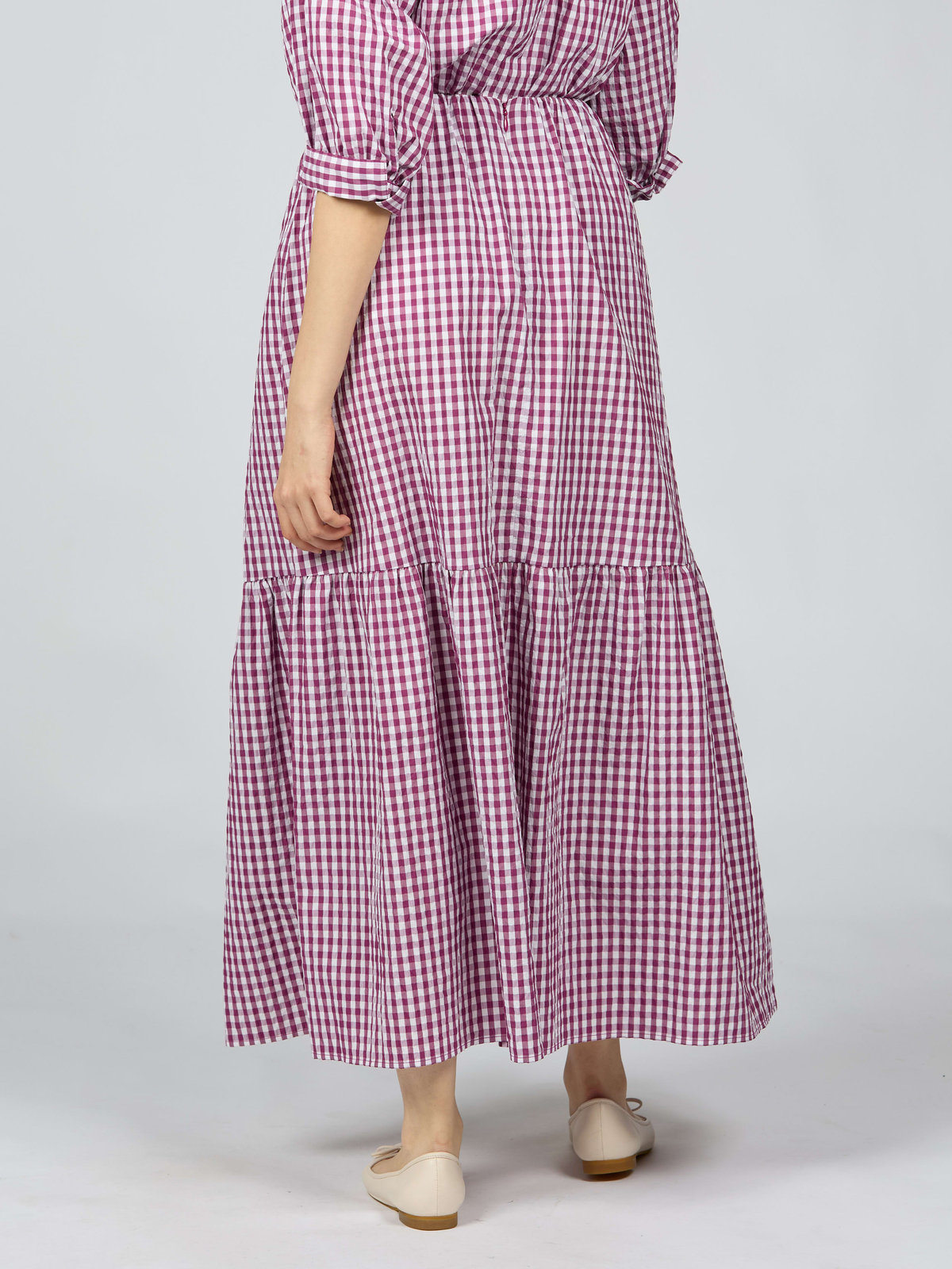 To b. by agnès b. 【Outlet】ギンガムリップルチェックスカート パープル