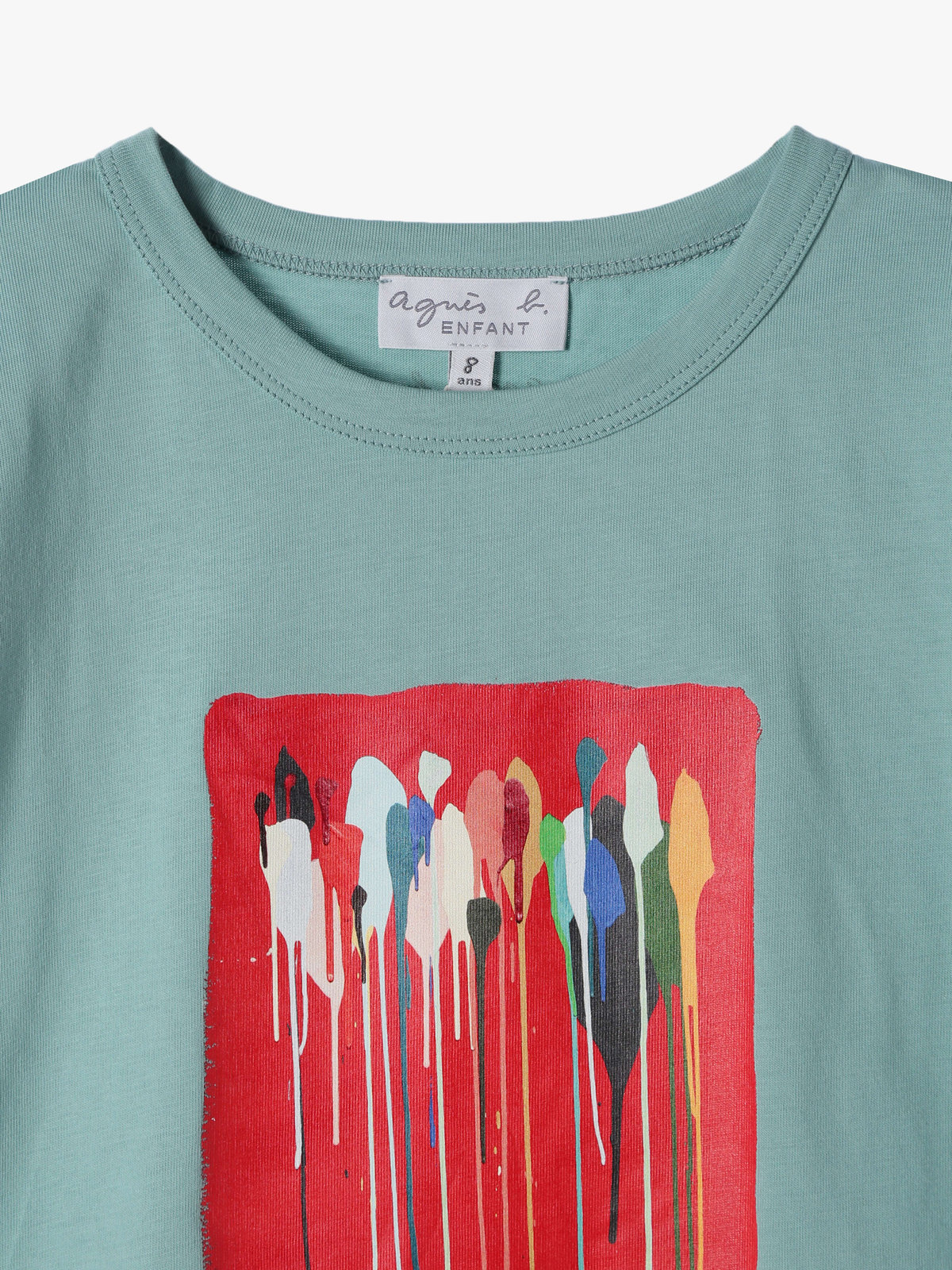 ENFANT ユニセックス キッズ オーガニックコットン プリント 半袖 アーティスト Tシャツ "Mambo" ライトグリーン