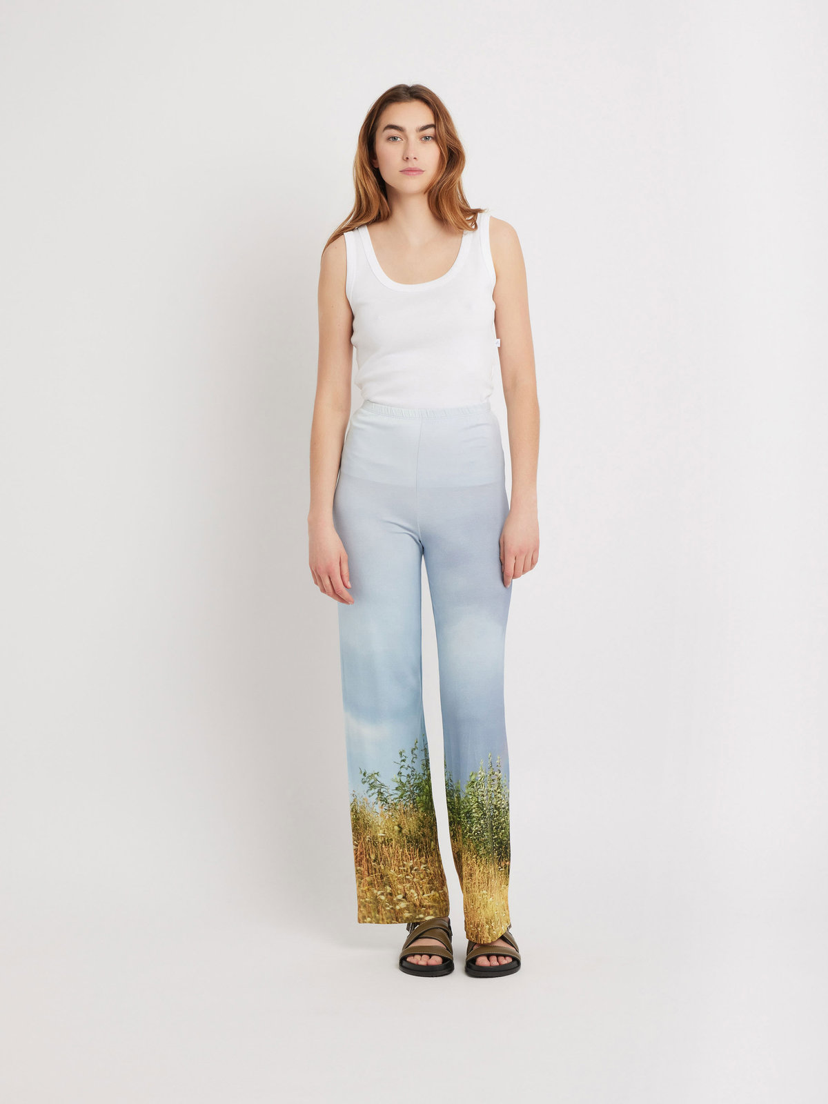 FEMME ウィメンズ 【Outlet】フォトプリント フレアパンツ ”Les champs ? Hoedic” マルチ