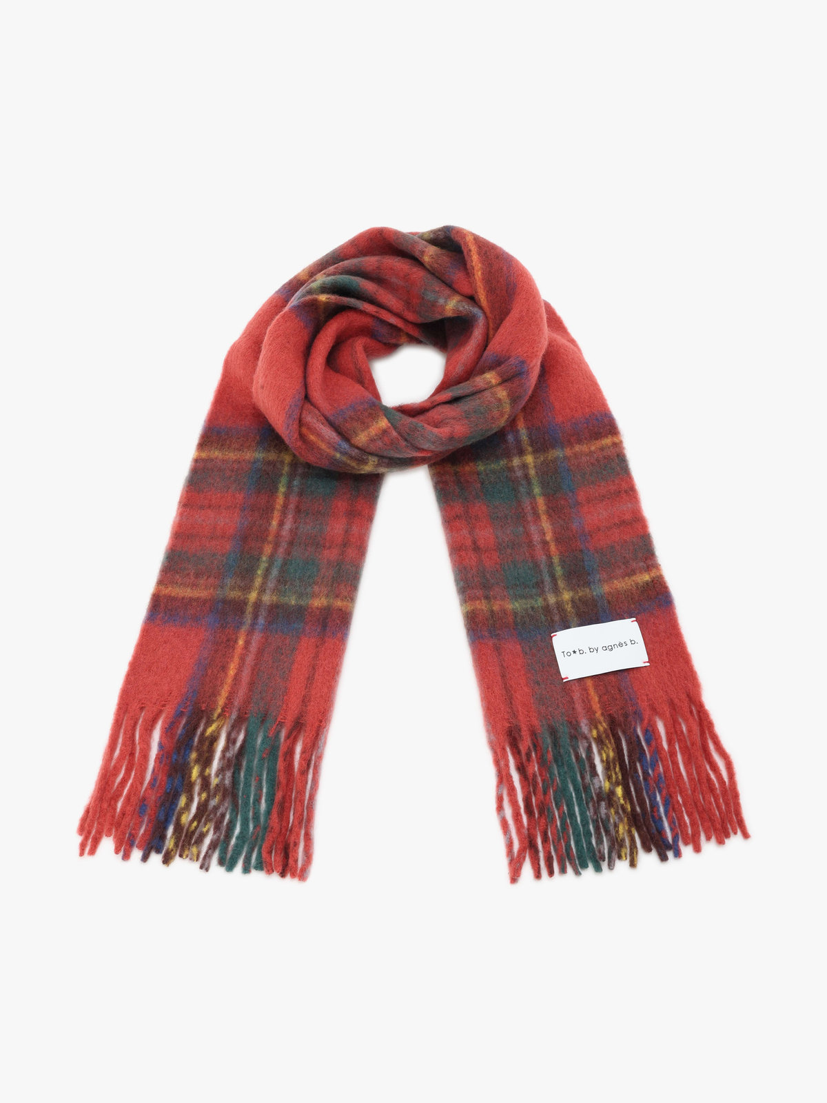 To b. by agnès b. タータンチェック マフラー レッド