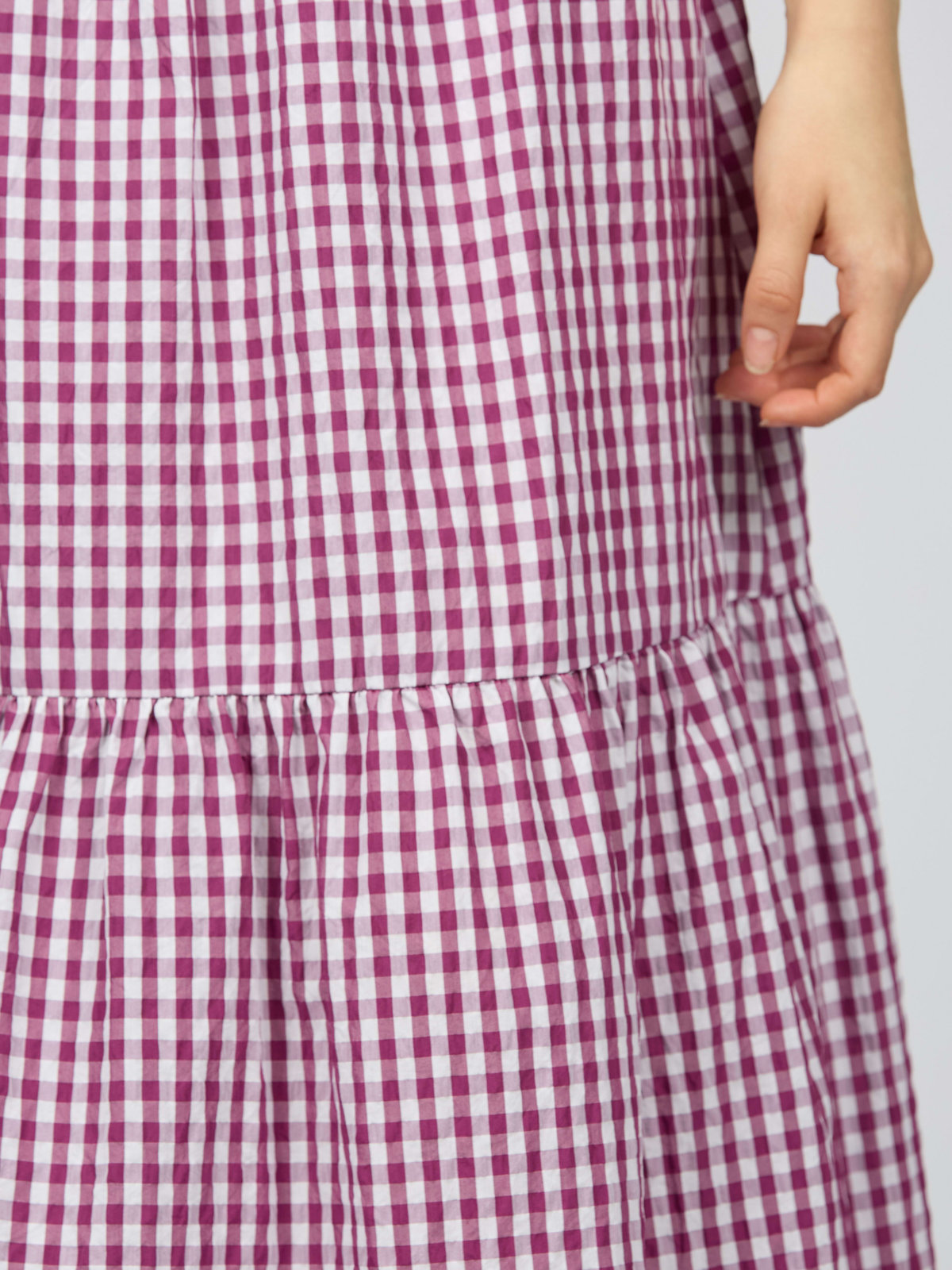 To b. by agnès b. 【Outlet】ギンガムリップルチェックスカート パープル