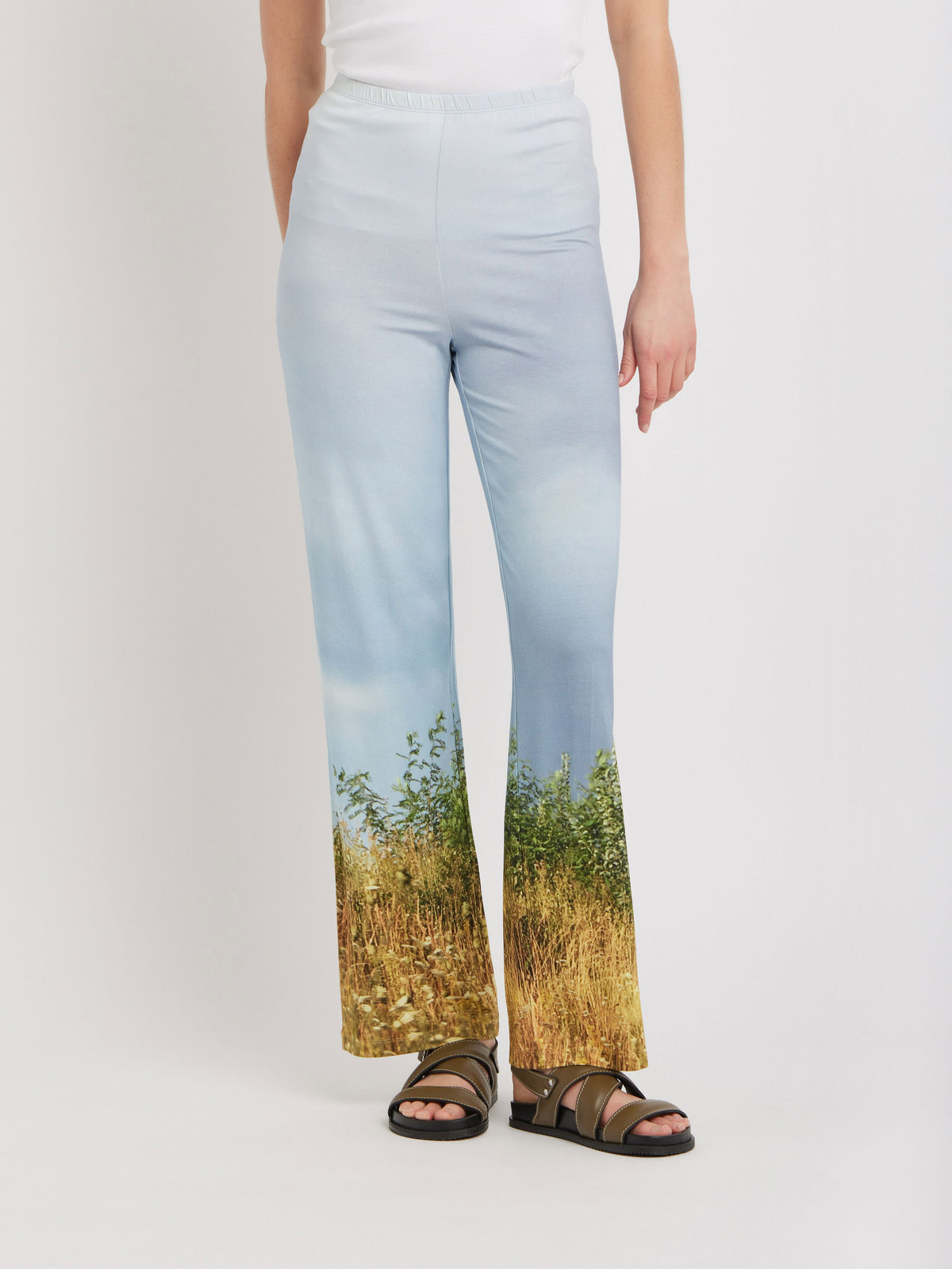 FEMME ウィメンズ 【Outlet】フォトプリント フレアパンツ ”Les champs ? Hoedic” マルチ