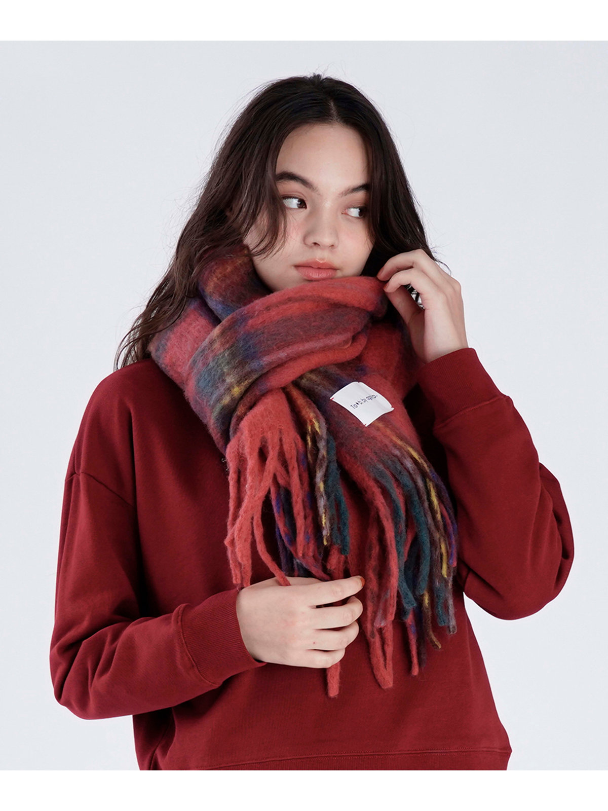 To b. by agnès b. タータンチェック マフラー レッド