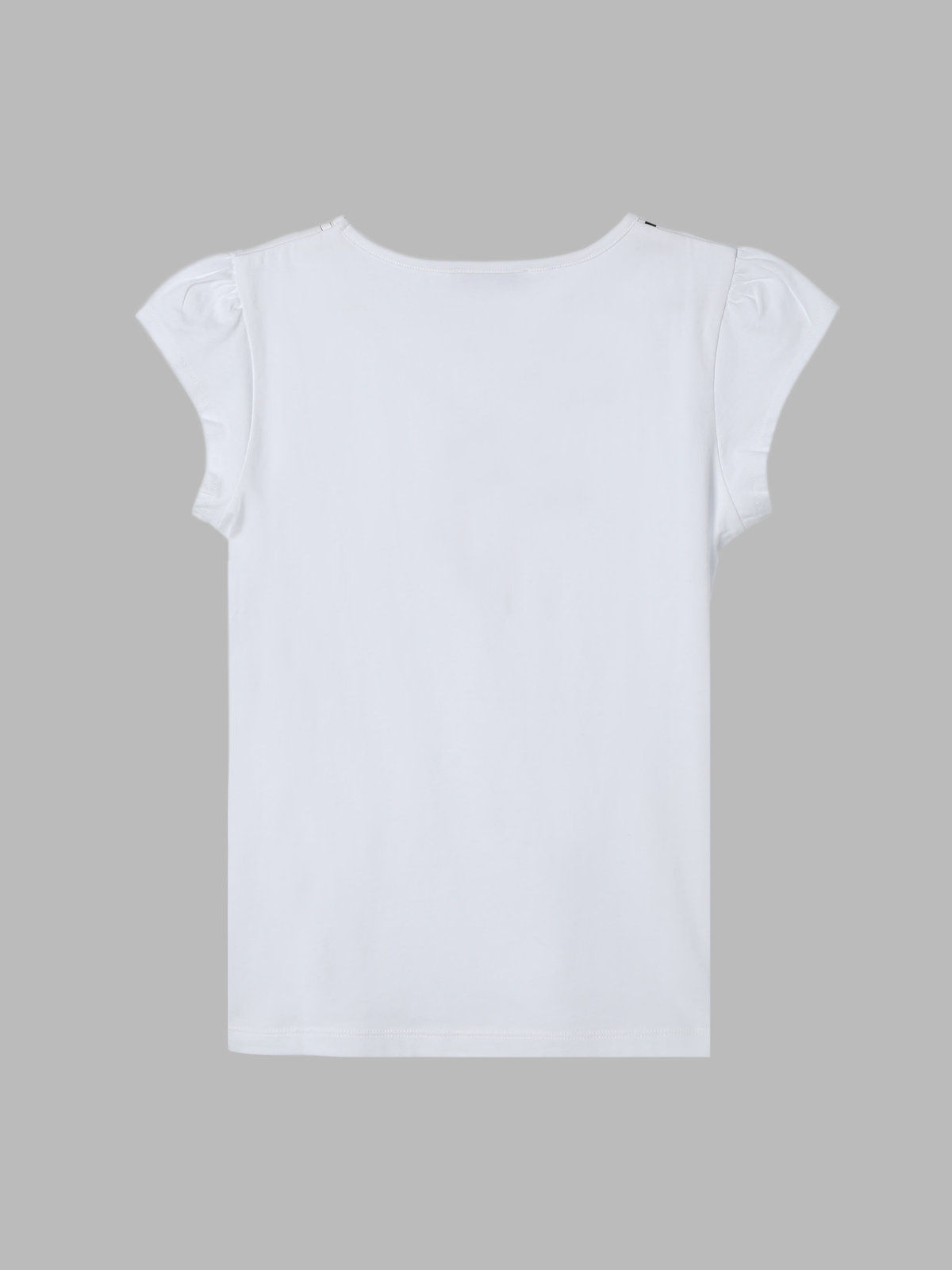 ENFANT ガールズ キッズ リボン プリント コットン 半袖 Tシャツ "Iris" ホワイト