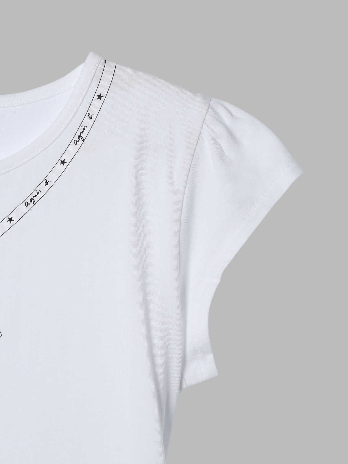 ENFANT ガールズ キッズ リボン プリント コットン 半袖 Tシャツ "Iris" ホワイト