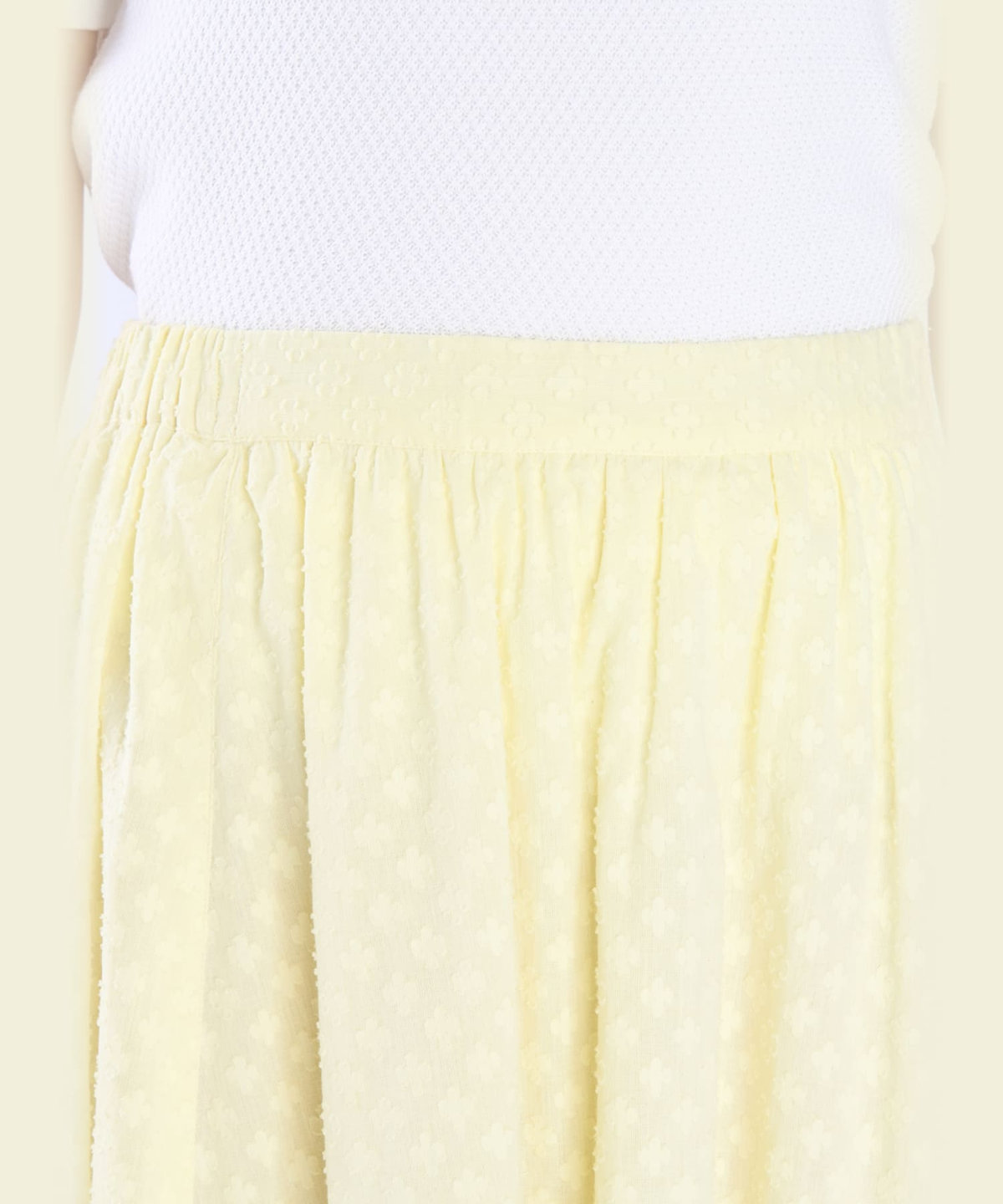 To b. by agnès b. フラワー コットン カット ジャカード スカート イエロー