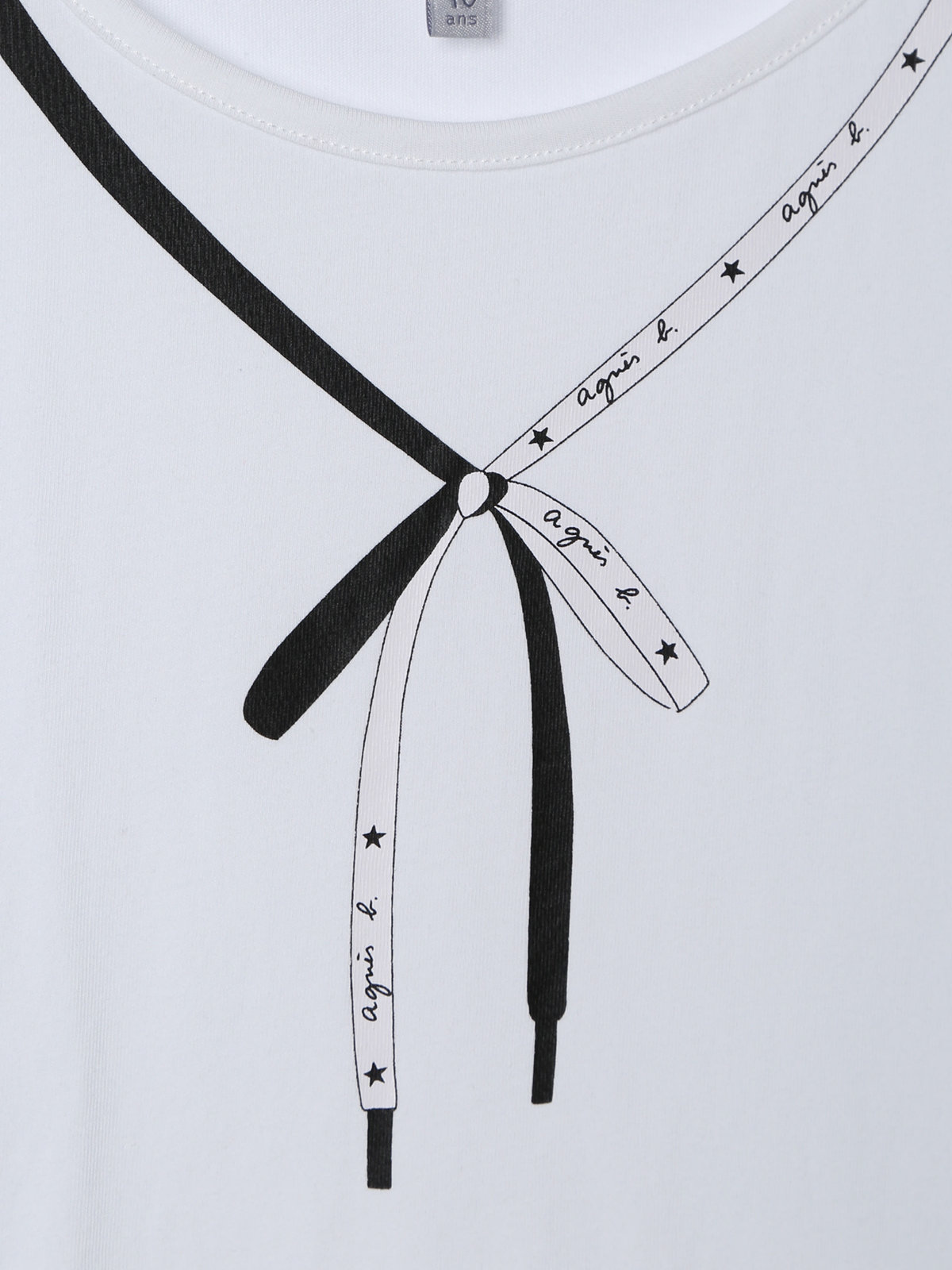 ENFANT ガールズ キッズ リボン プリント コットン 半袖 Tシャツ "Iris" ホワイト