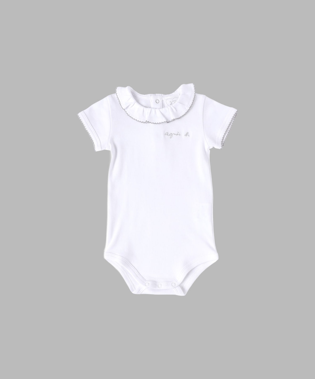 ENFANT ベビー ベビー ロゴ 刺繍 コットン 半袖 コンビネゾン ホワイト