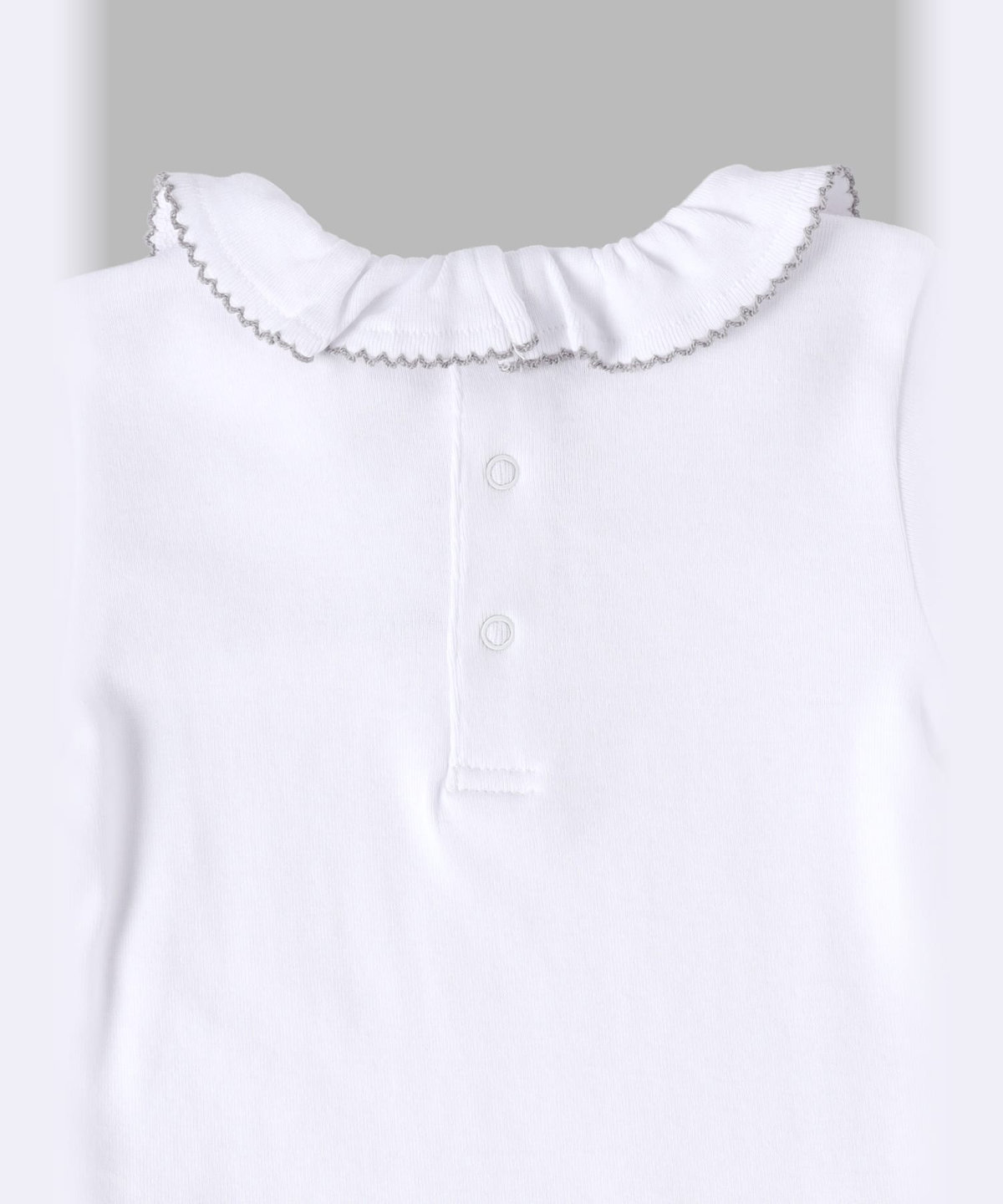 ENFANT ベビー ベビー ロゴ 刺繍 コットン 半袖 コンビネゾン ホワイト