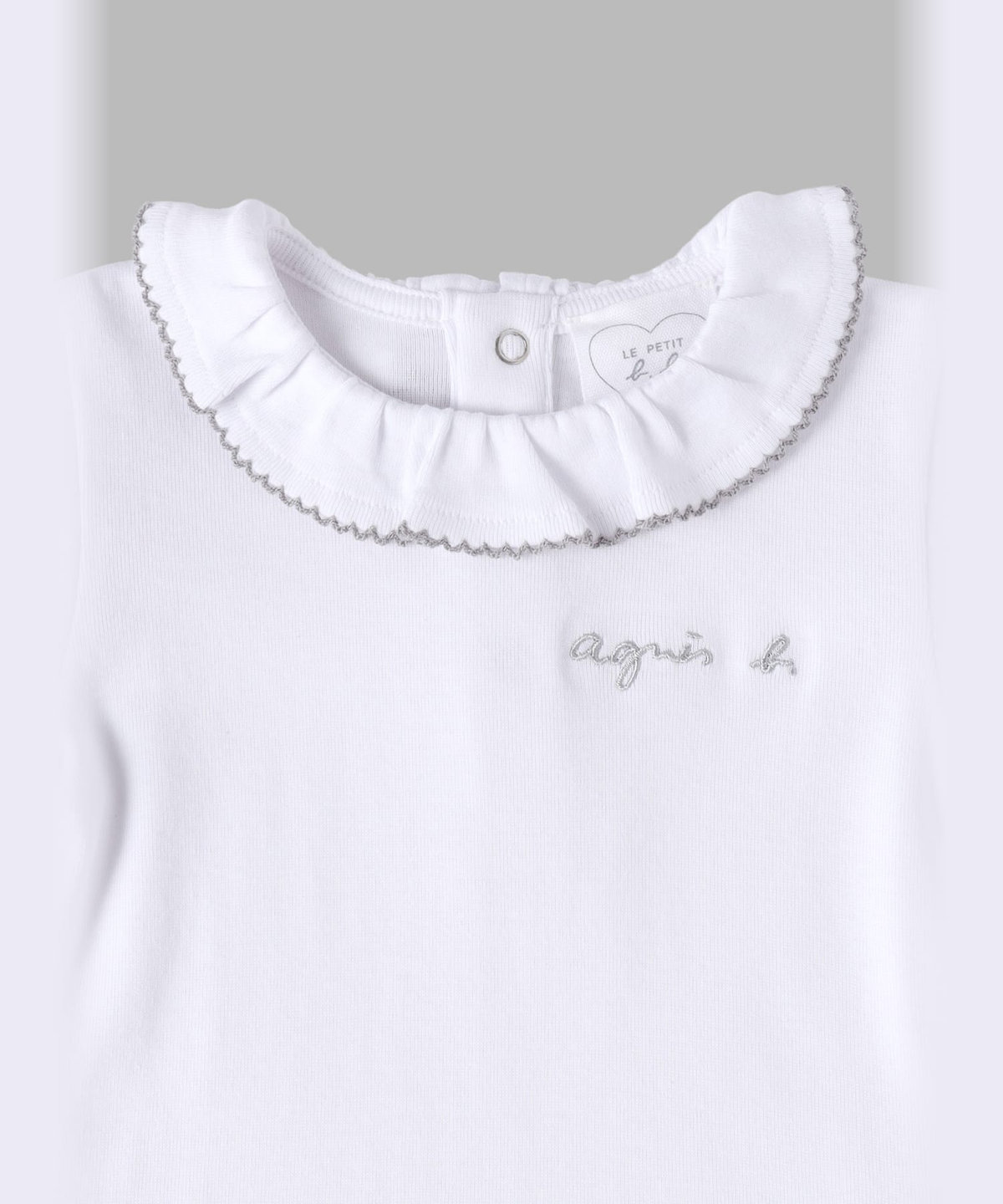 ENFANT ベビー ベビー ロゴ 刺繍 コットン 半袖 コンビネゾン ホワイト