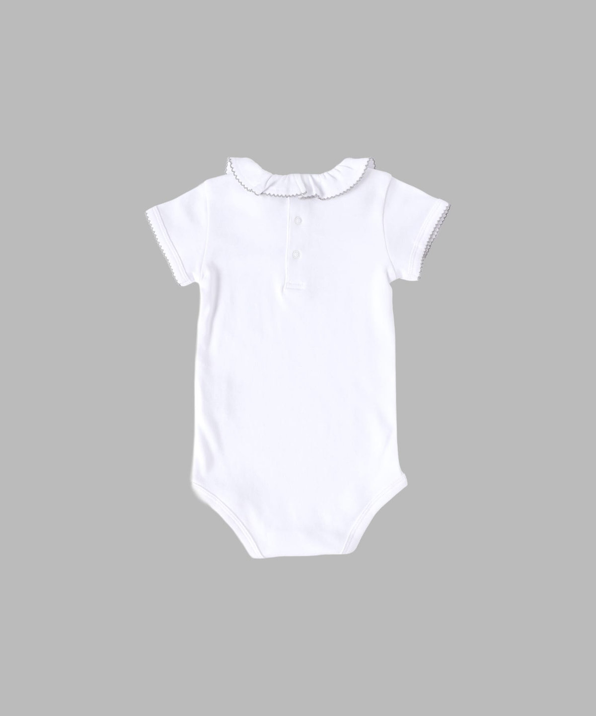 ENFANT ベビー ベビー ロゴ 刺繍 コットン 半袖 コンビネゾン ホワイト