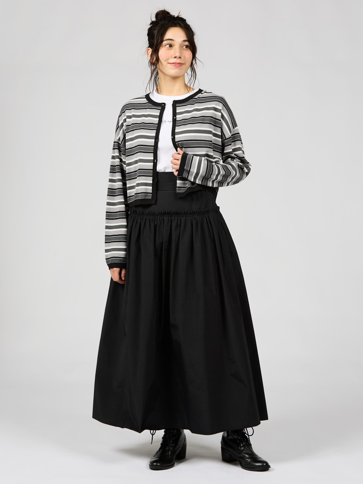 To b. by agnès b. 【Outlet】マルチストライプカーディガン ブラック