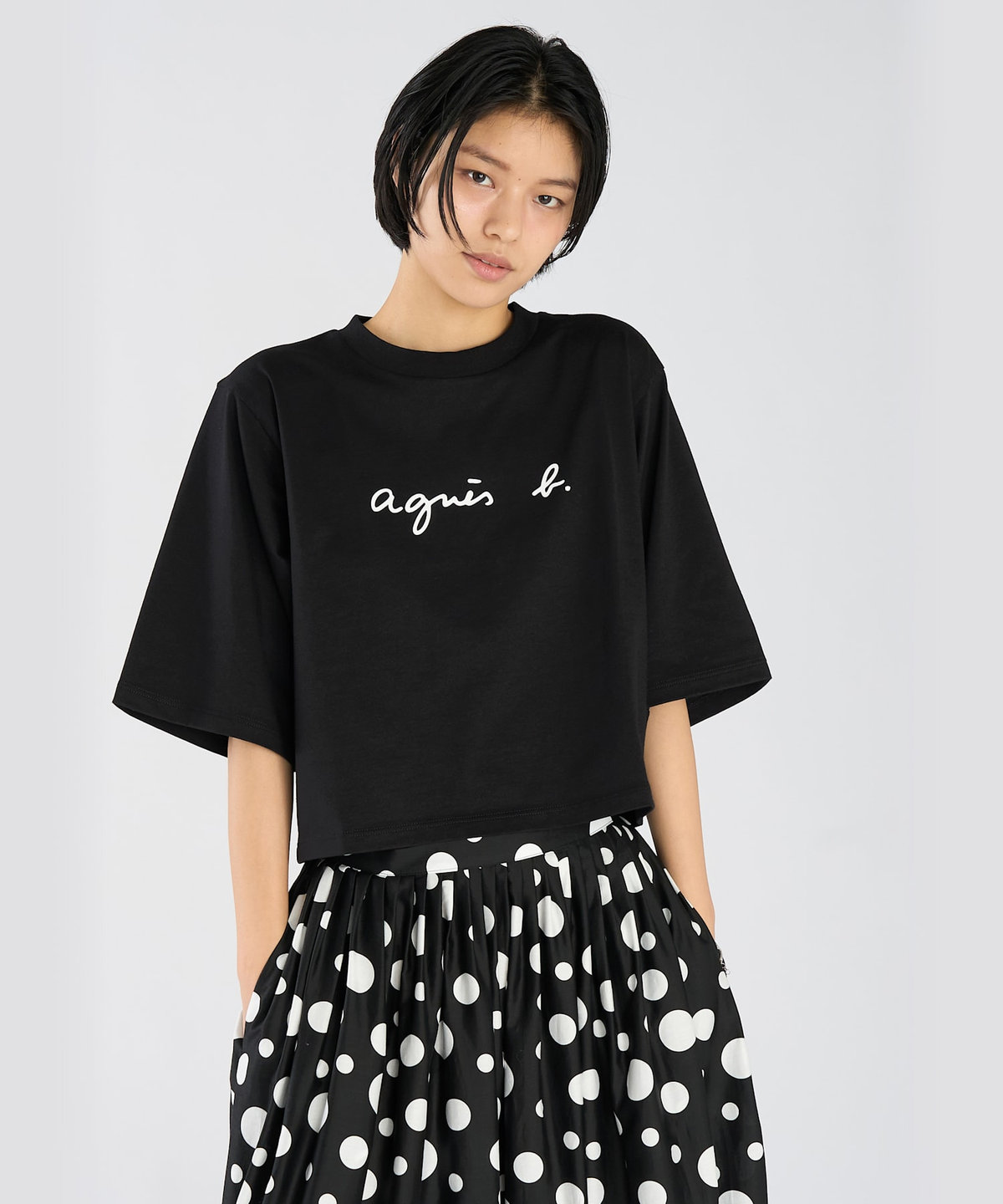 ロゴ コットン 5分袖 Tシャツ 