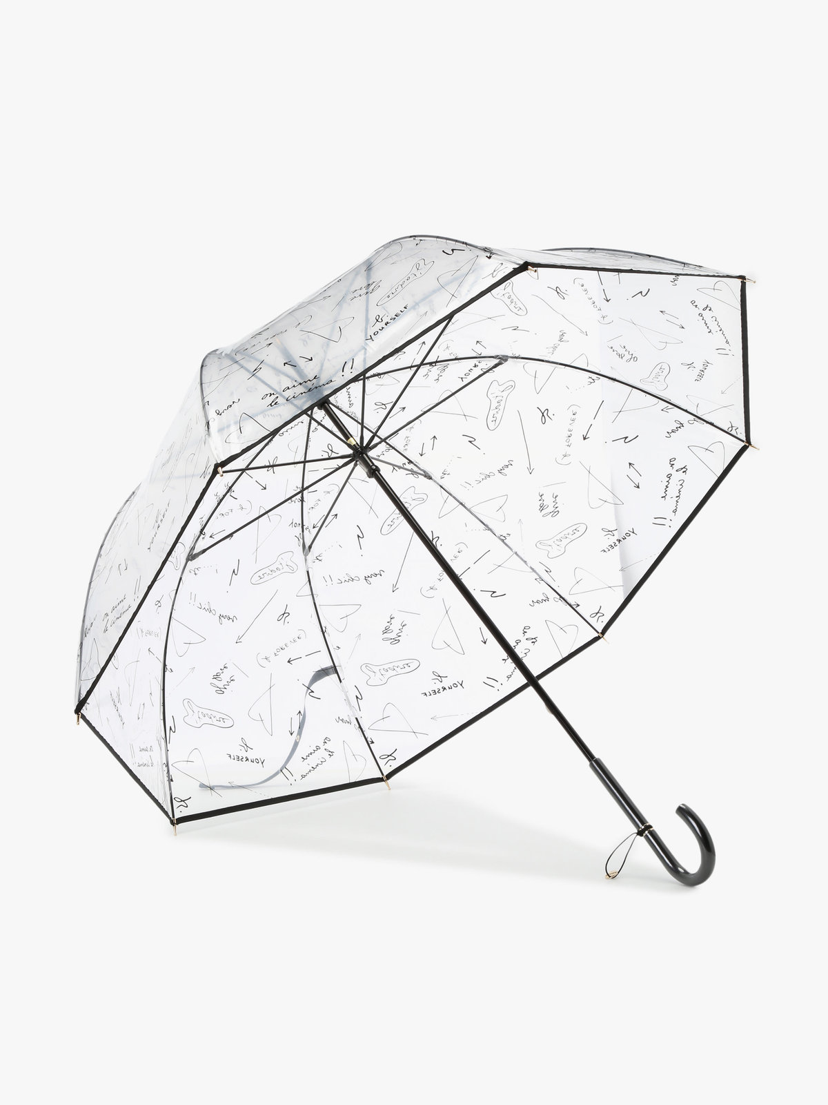 FEMME ウィメンズ AB03 PARAPLUIE 手描き文字柄ビニール傘 ブラック