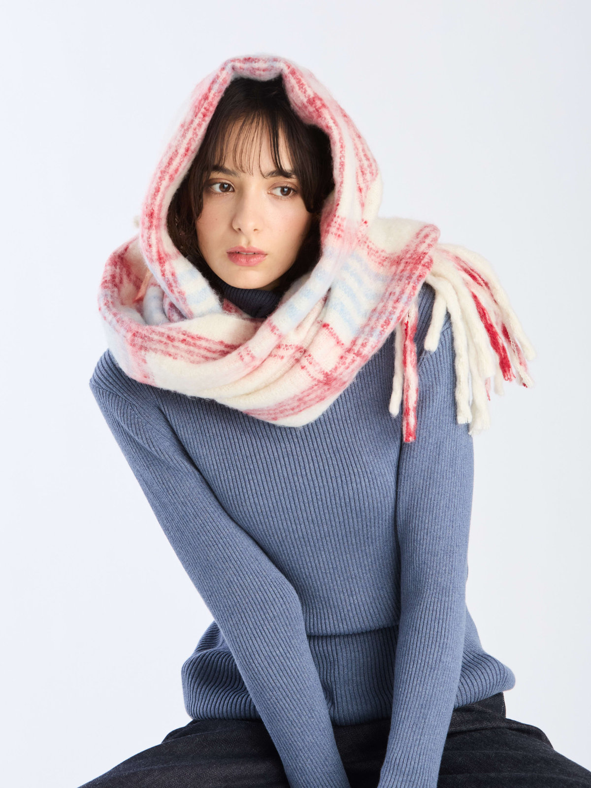 To b. by agnès b. チェック マフラー レッド