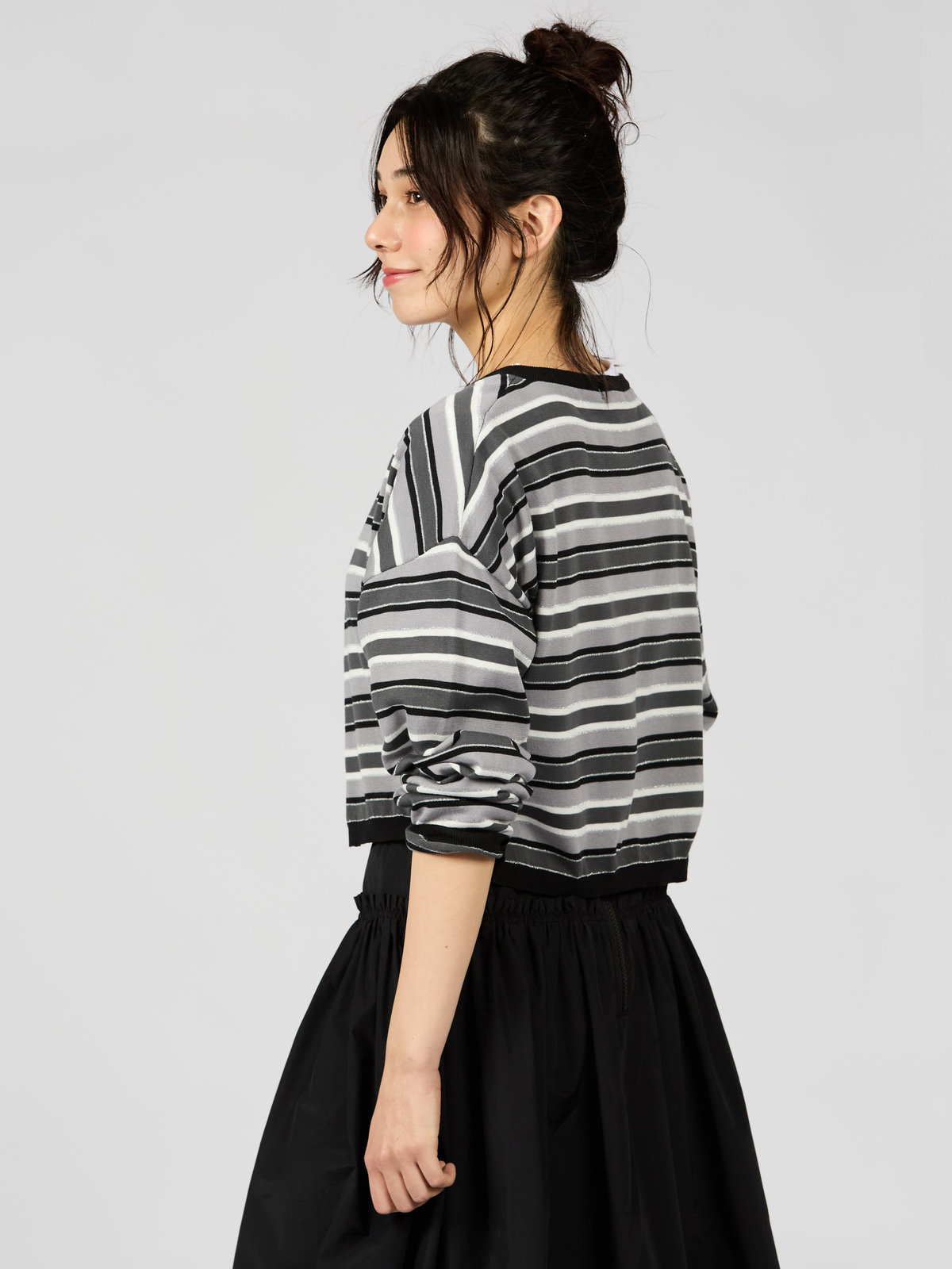 To b. by agnès b. 【Outlet】マルチストライプカーディガン ブラック