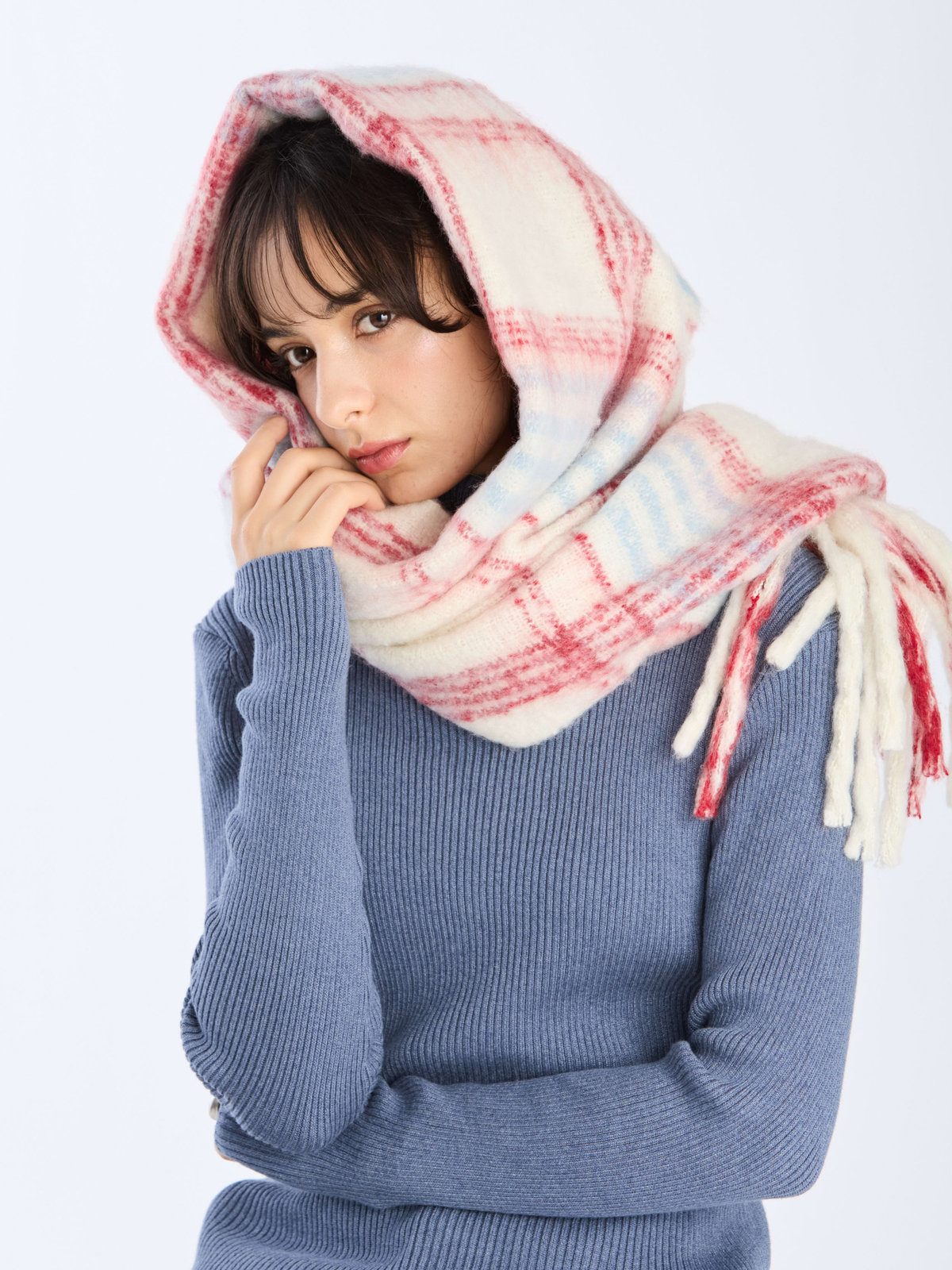 To b. by agnès b. チェック マフラー レッド