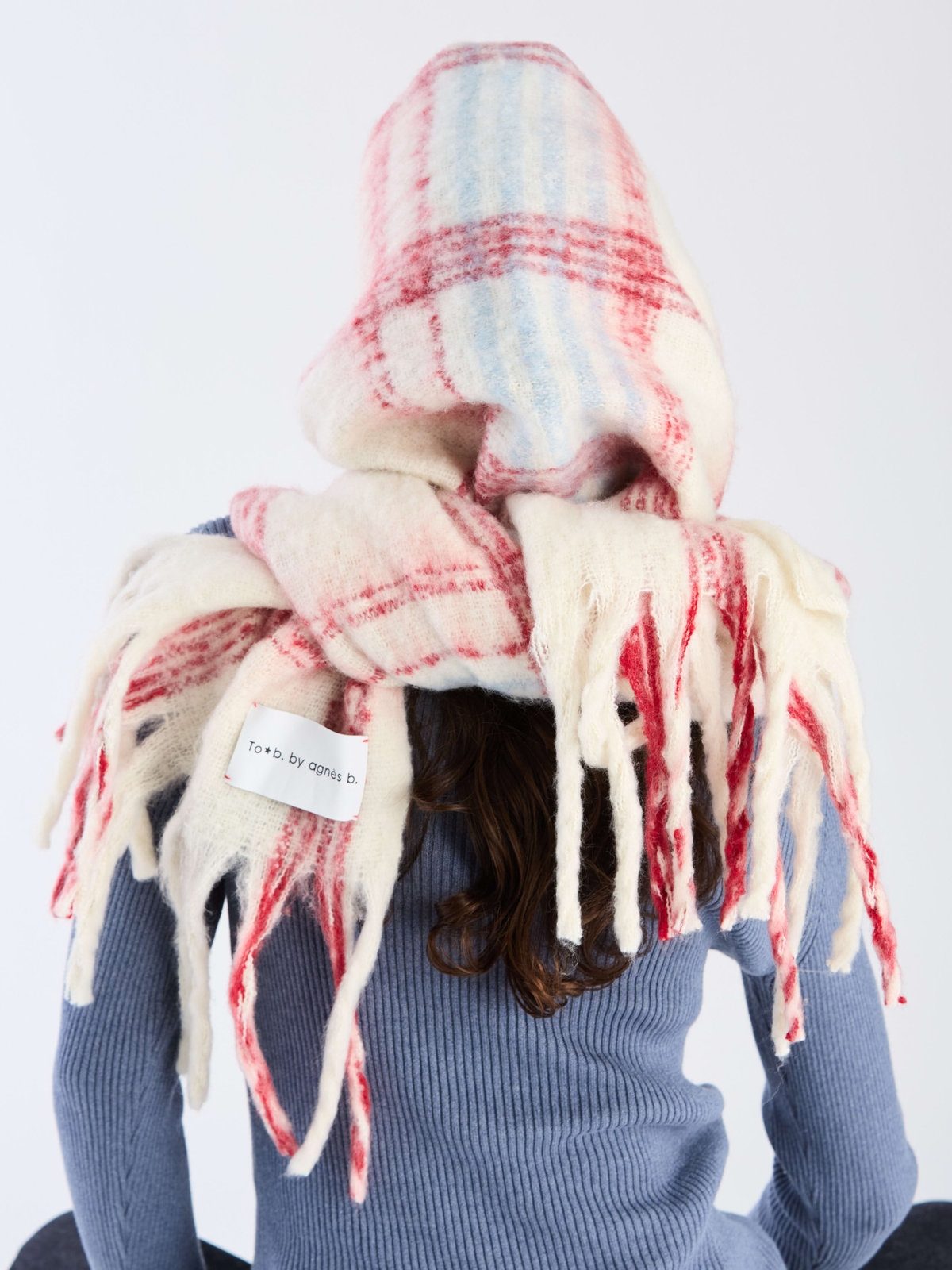 To b. by agnès b. チェック マフラー レッド