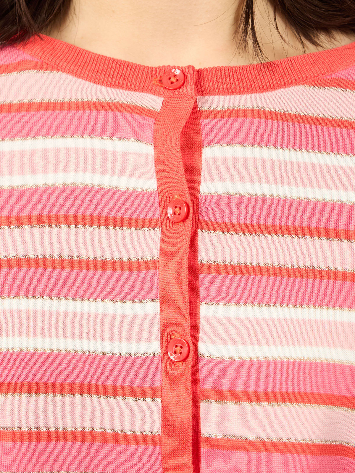 To b. by agnès b. 【Outlet】マルチストライプカーディガン ピンク