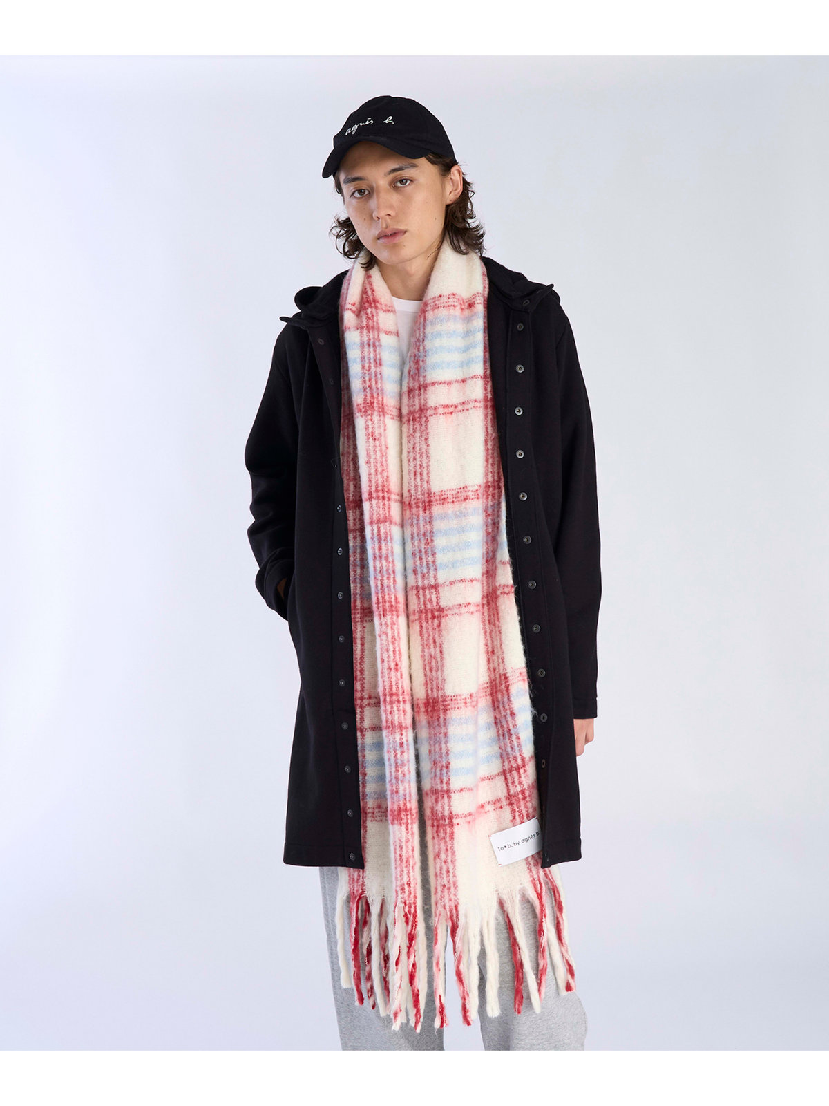 To b. by agnès b. チェック マフラー レッド