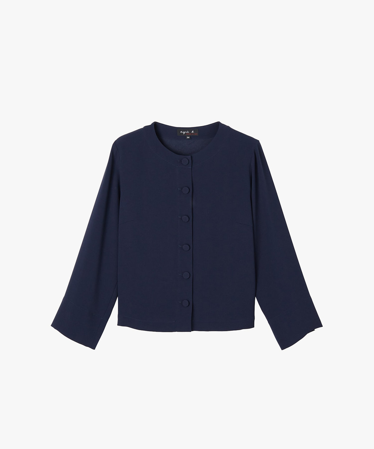 FEMME ウィメンズ トリアセテート ノーカラー シャツジャケット "Beatriz" ブルー系その他