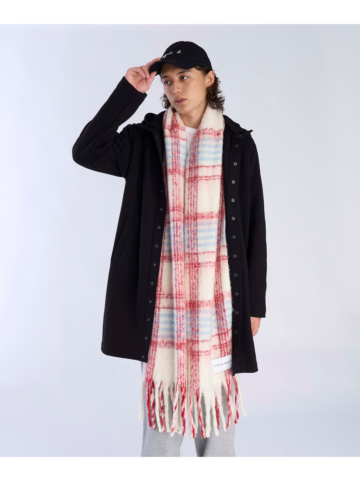 To b. by agnès b. チェック マフラー レッド