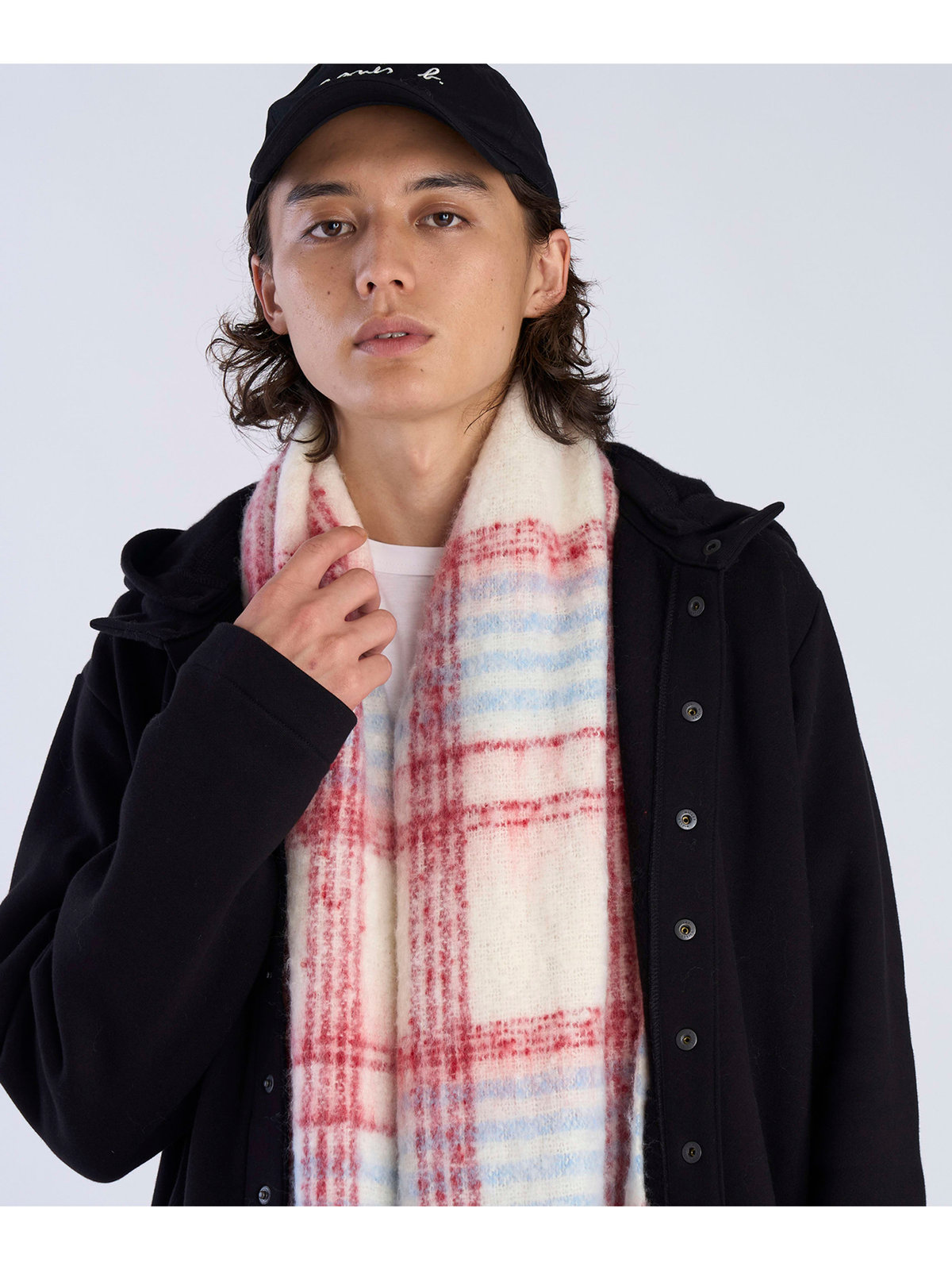 To b. by agnès b. チェック マフラー レッド