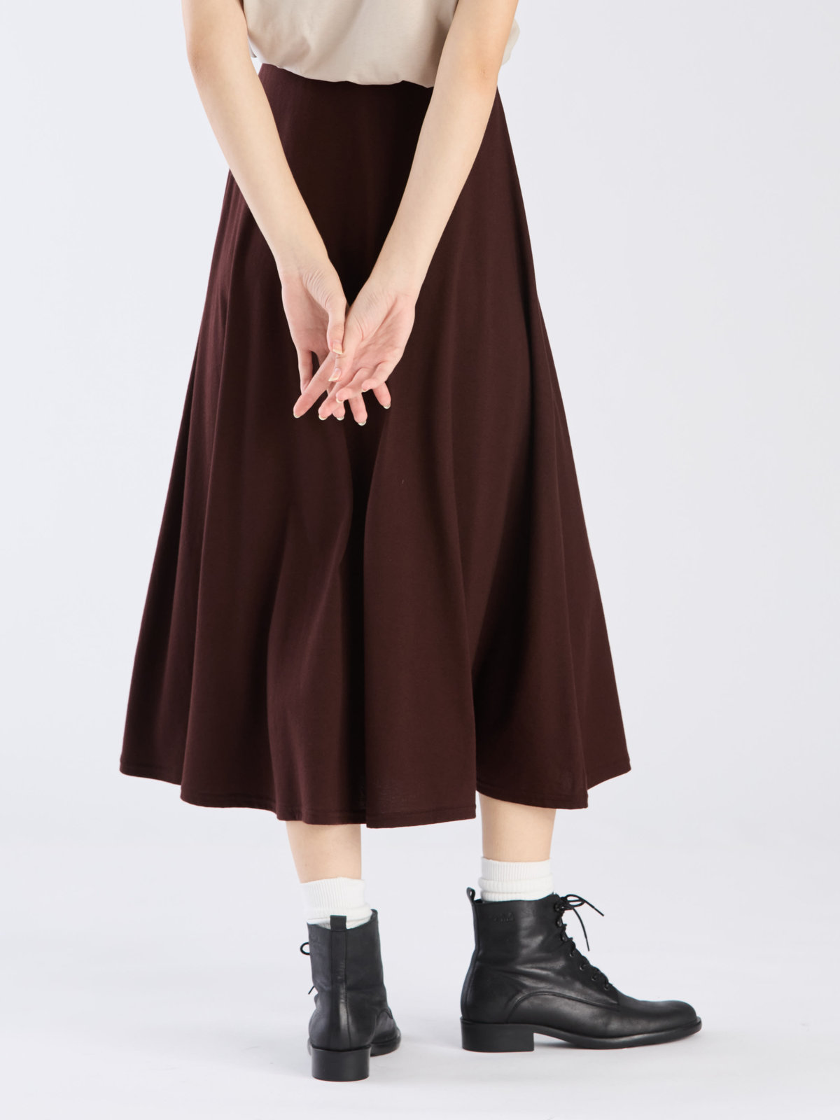 FEMME ウィメンズ 【Outlet】コットン ロング フレアスカート "Milaine" ダークブラウン