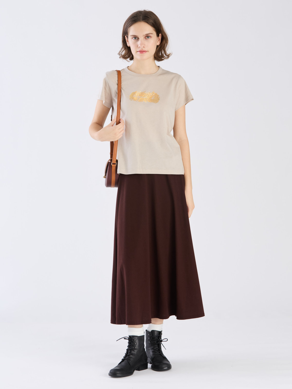 FEMME ウィメンズ 【Outlet】コットン ロング フレアスカート "Milaine" ダークブラウン