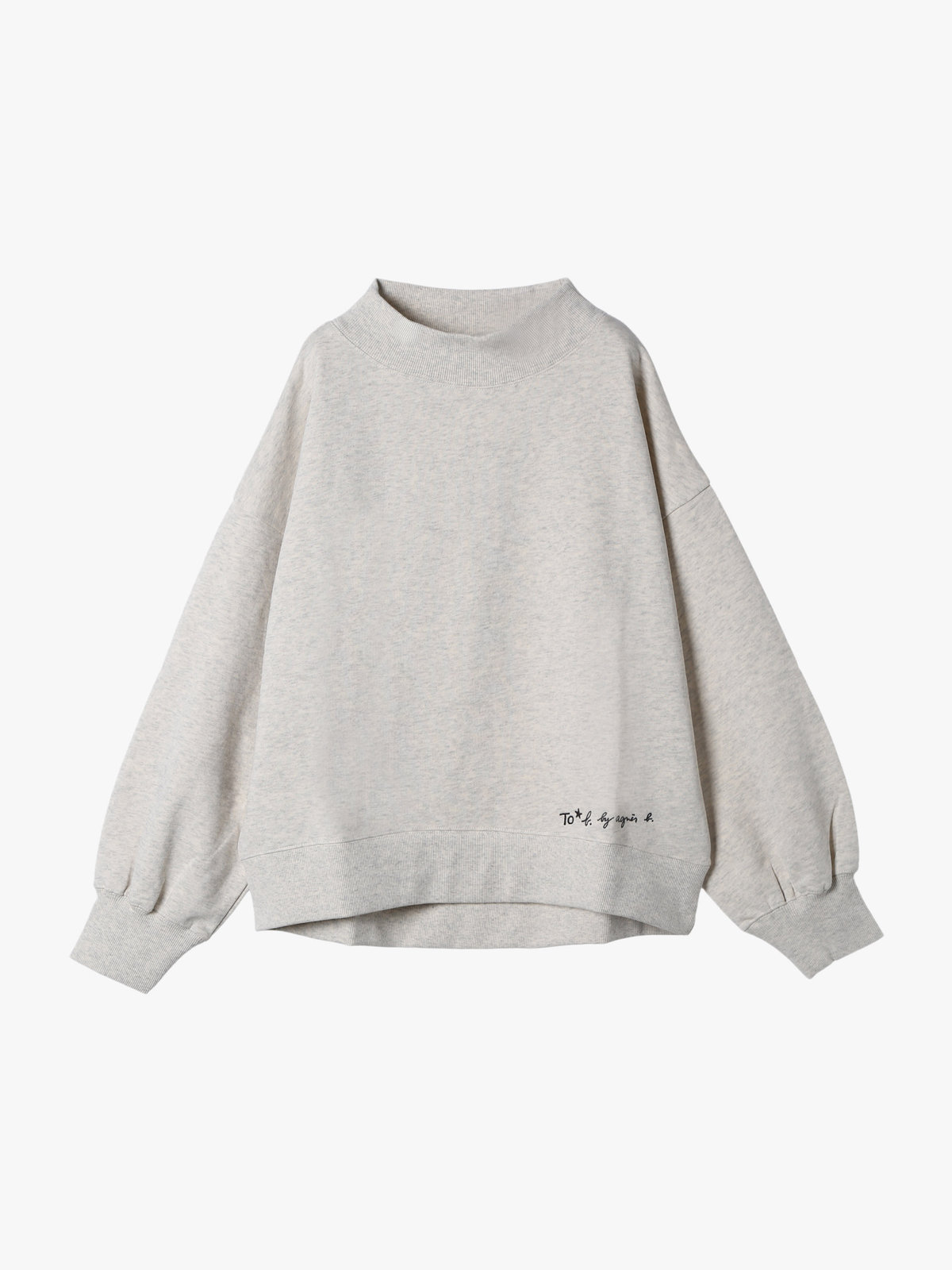 To b. by agnès b. WEB限定 ロゴ コットン ボリュームスリーブ スウェットプルオーバー グレー