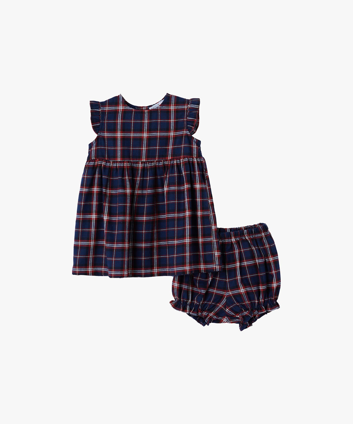 ENFANT ベビー ベビー チェック コットン ノースリーブ ブルマセット ブルー