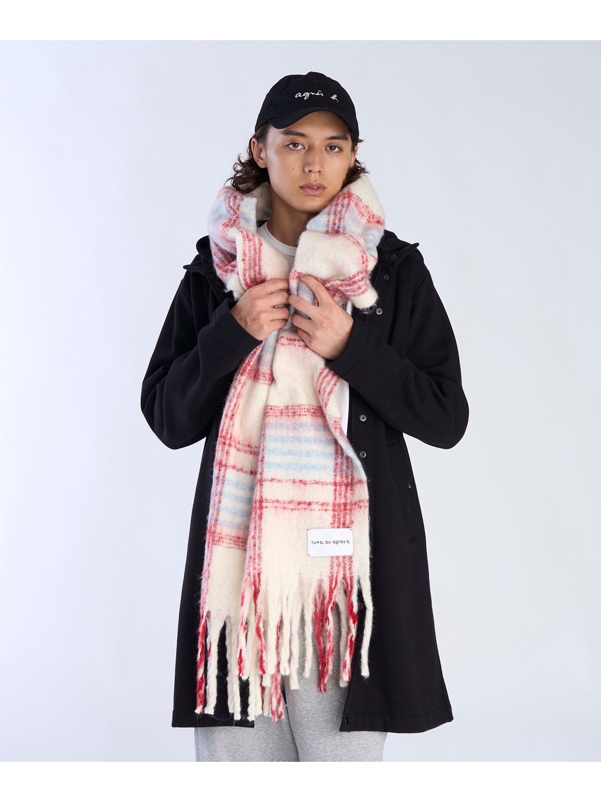 To b. by agnès b. チェック マフラー レッド