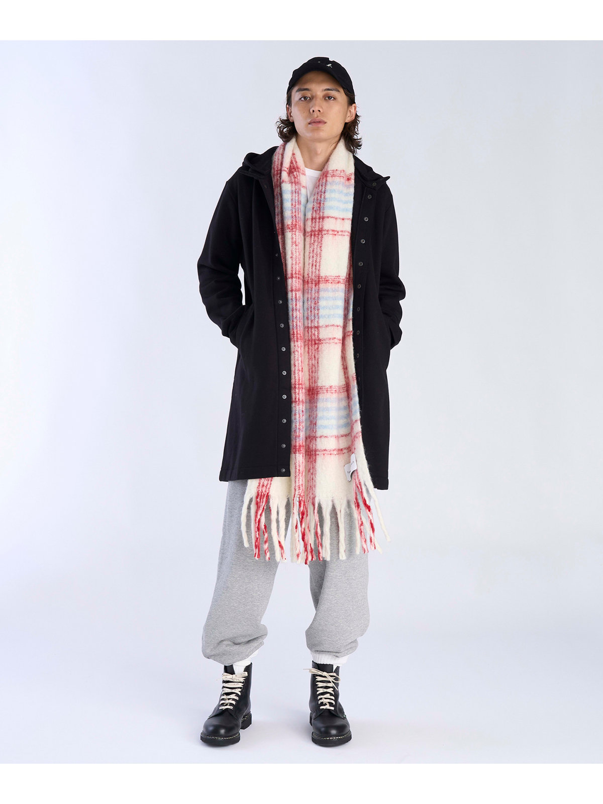 To b. by agnès b. チェック マフラー レッド