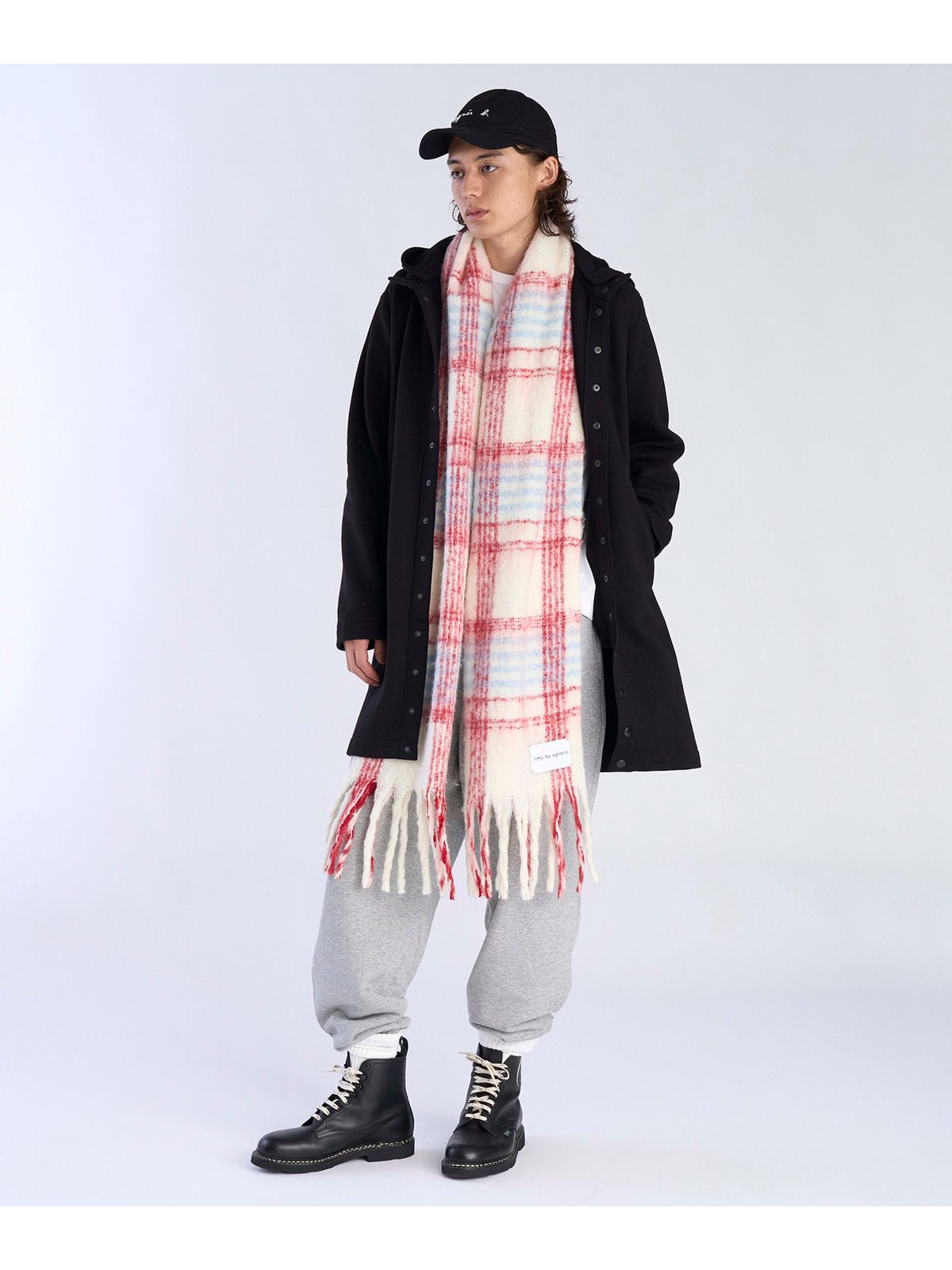 To b. by agnès b. チェック マフラー レッド