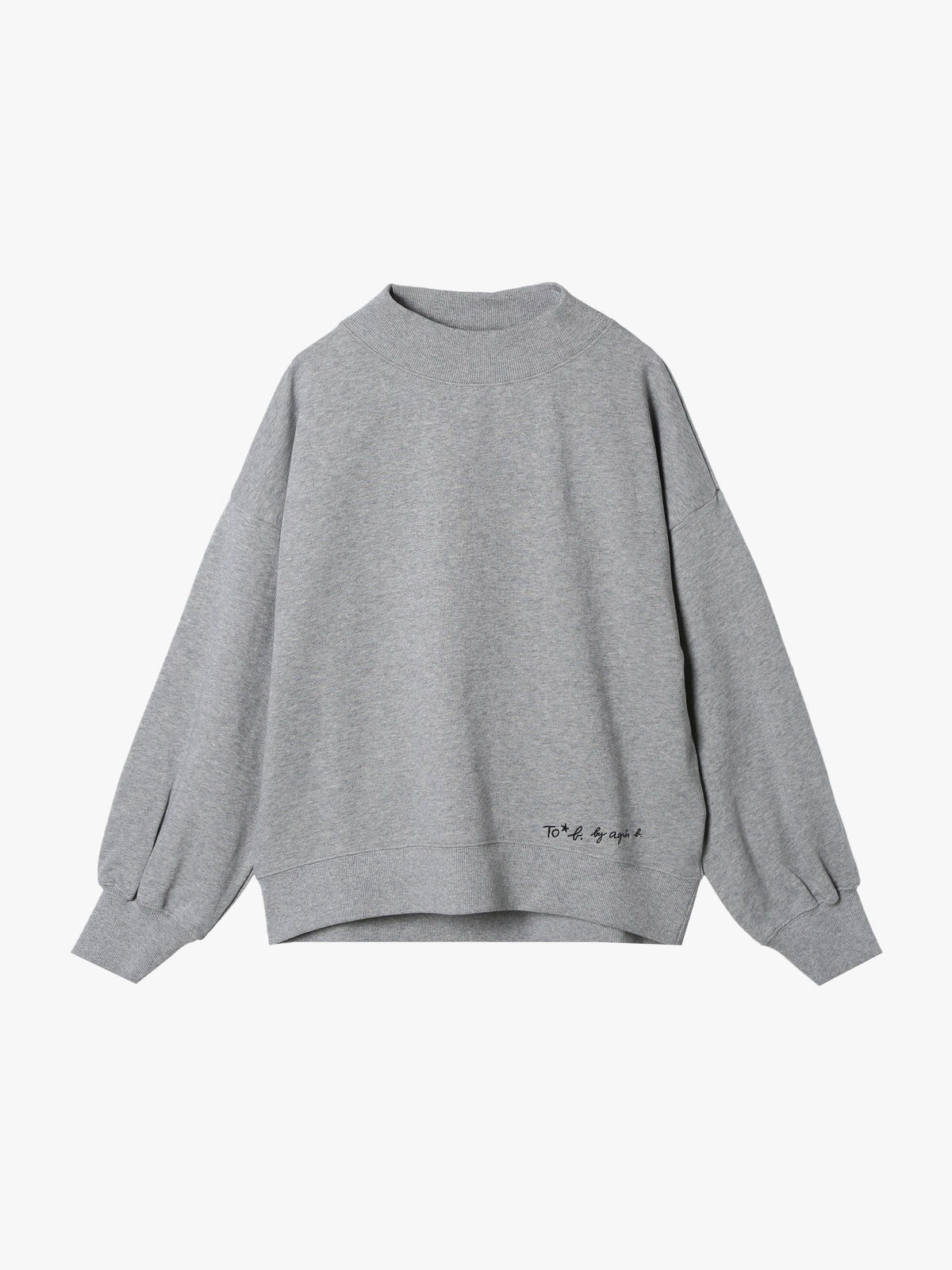 To b. by agnès b. WEB限定 ロゴ コットン ボリュームスリーブ スウェットプルオーバー グレー