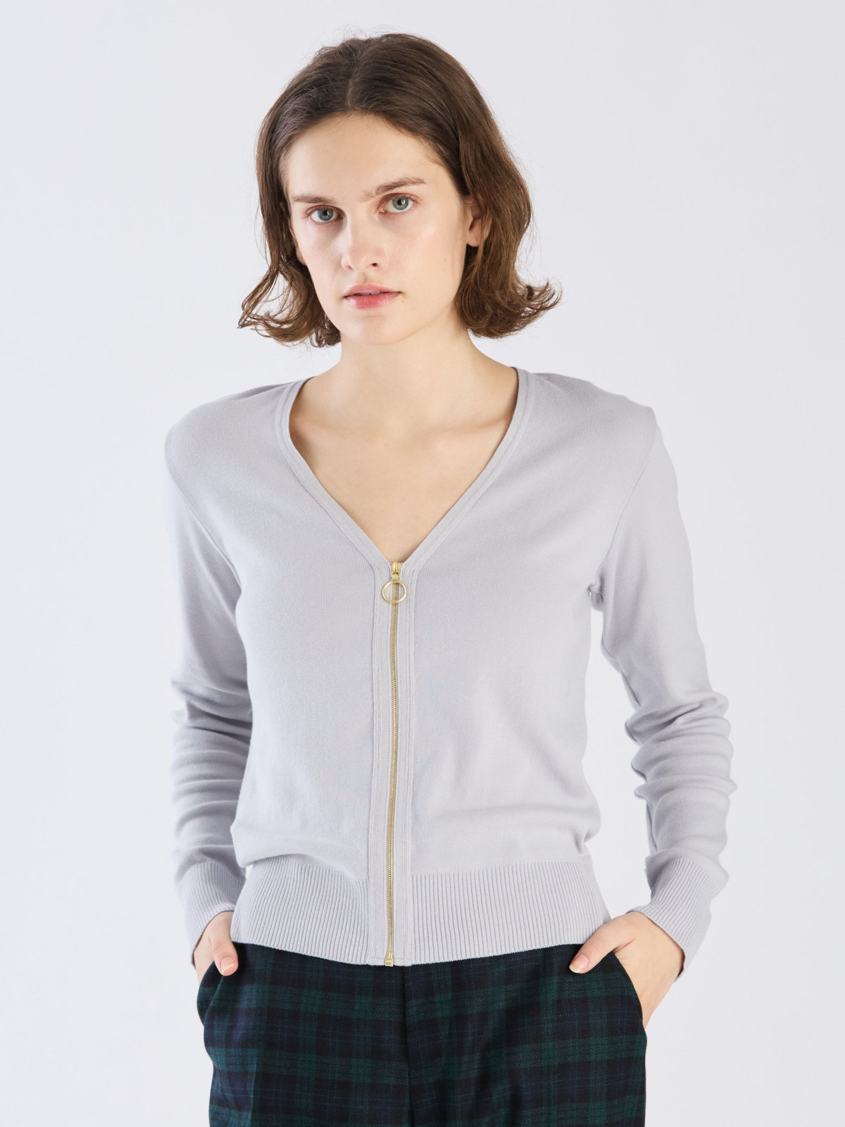 FEMME ウィメンズ 【Outlet】J155 CARDIGAN Vネックカーディガン グレー