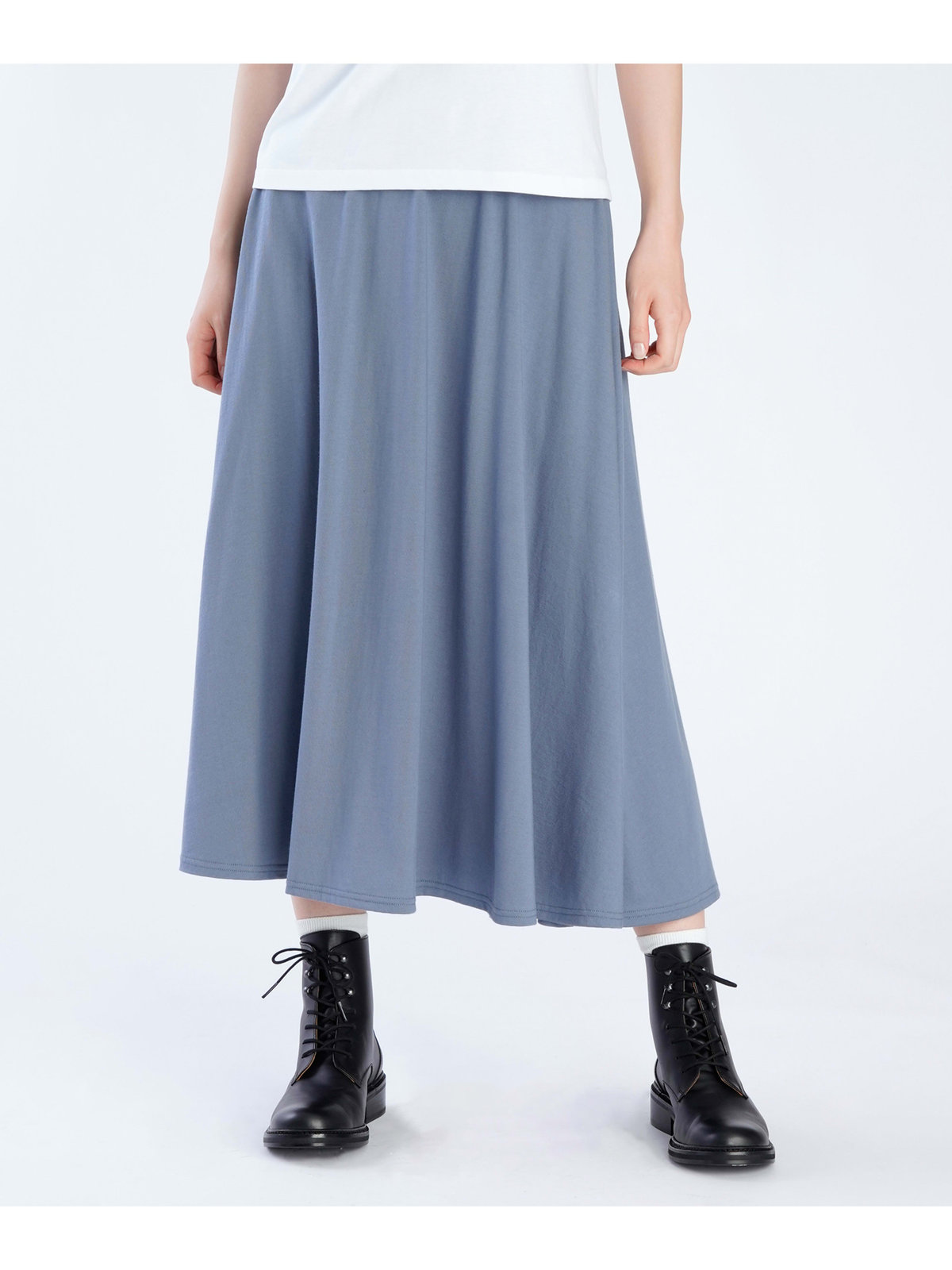 FEMME ウィメンズ コットン ロング フレアスカート ”Milaine” グレー