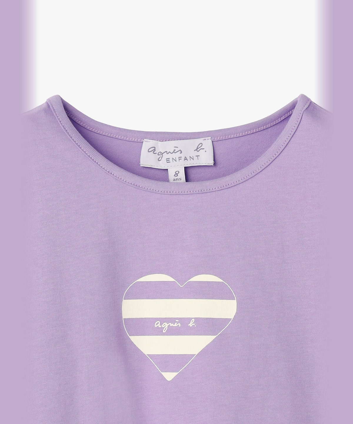 ENFANT ガールズ キッズ ロゴ ボーダー プリント コットン 半袖 Tシャツ "Heart" パープル系その他