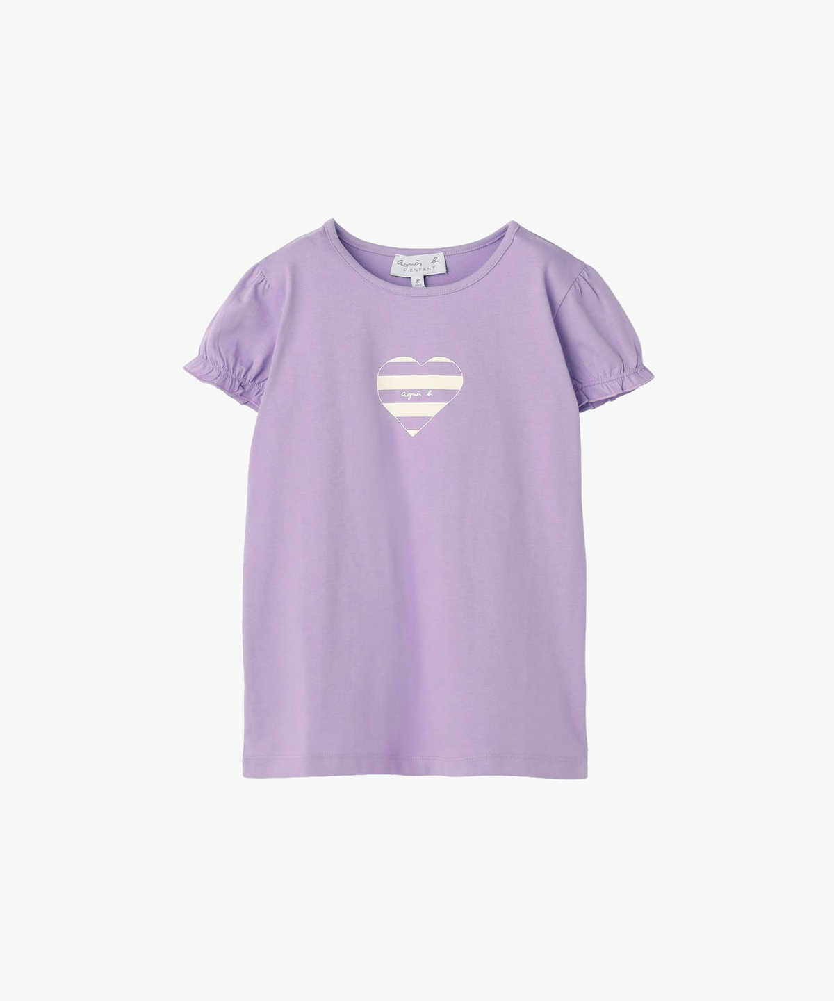 ENFANT ガールズ キッズ ロゴ ボーダー プリント コットン 半袖 Tシャツ "Heart" パープル系その他