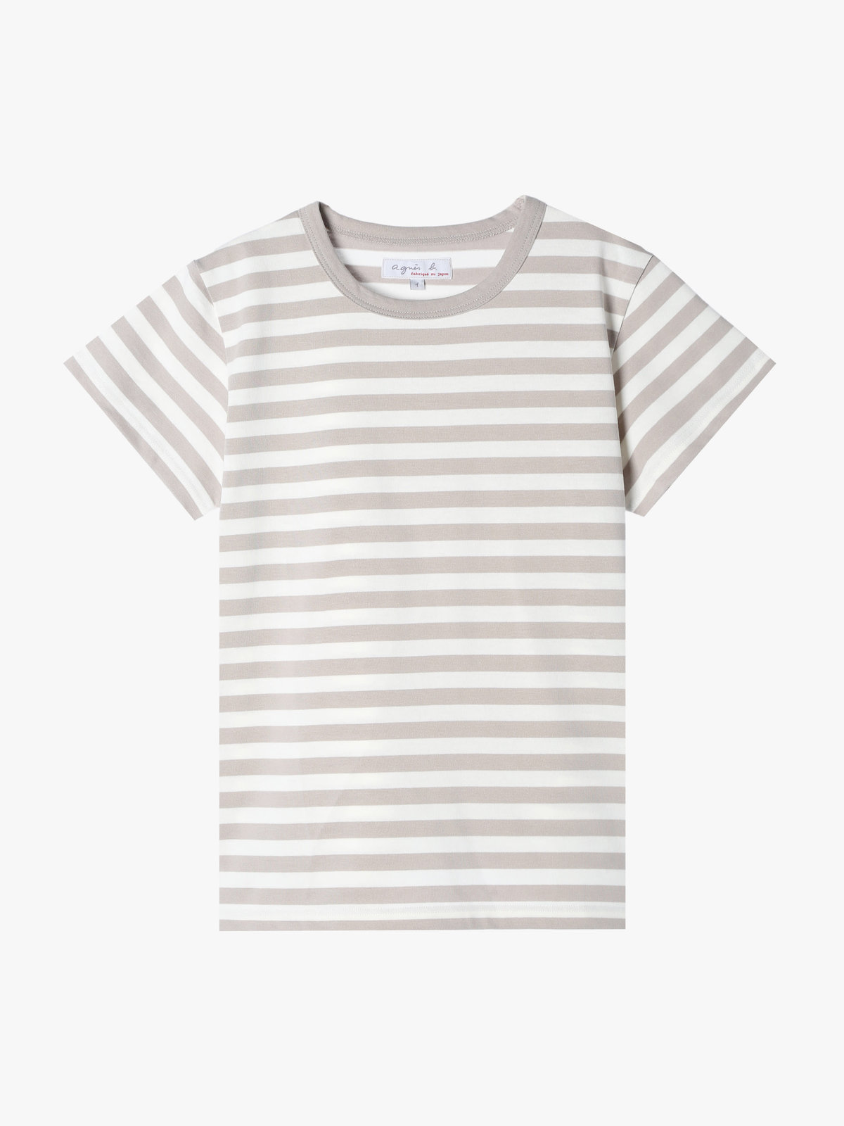 FEMME ウィメンズ 【Outlet】細ボーダー コットン 半袖Tシャツ "Brando" ライトグレー×オフホワイト