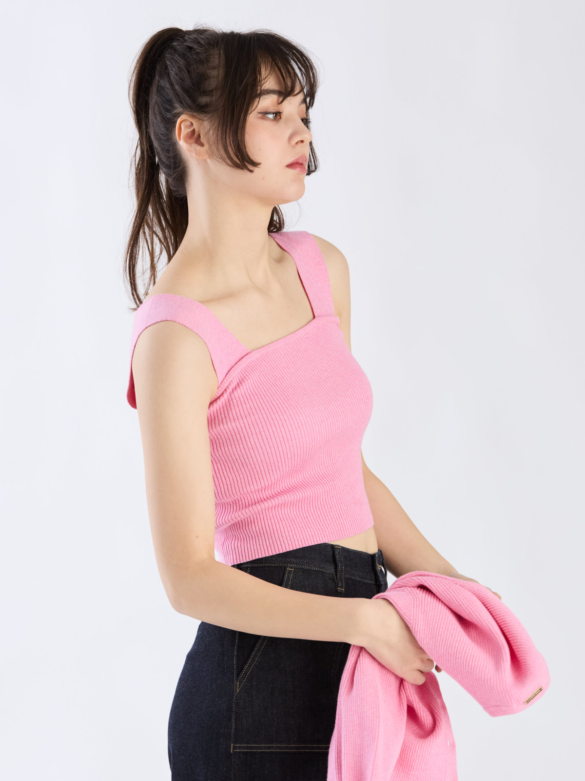 To b. by agnès b. 【Outlet】コットンリブタンクトップ ピンク