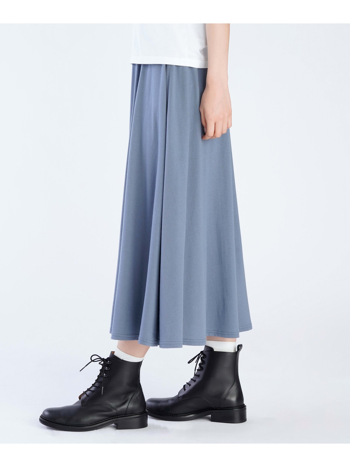 FEMME ウィメンズ コットン ロング フレアスカート ”Milaine” グレー