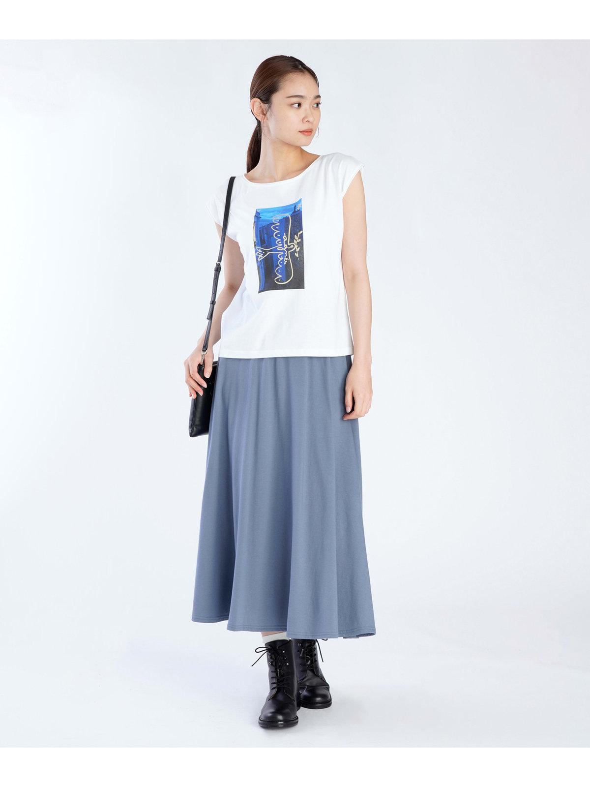 FEMME ウィメンズ コットン ロング フレアスカート ”Milaine” グレー