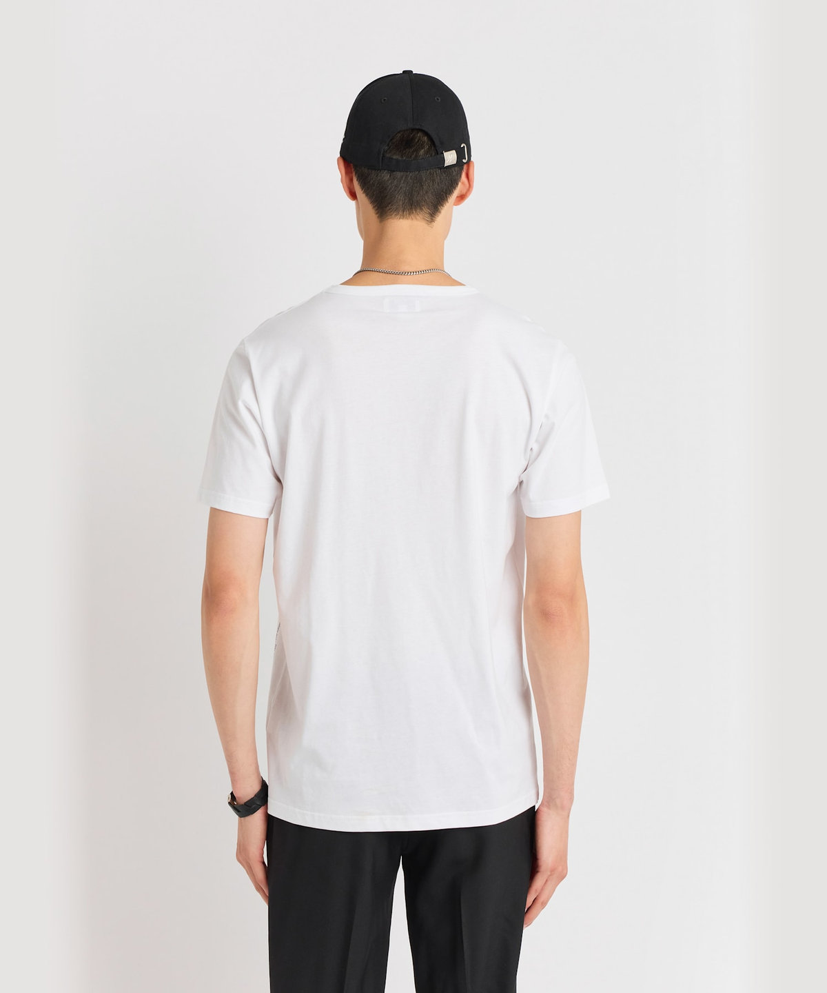 HOMME メンズ メンズ アイコニック プリント コットン 半袖 Tシャツ "Point d'Ironie" ホワイト